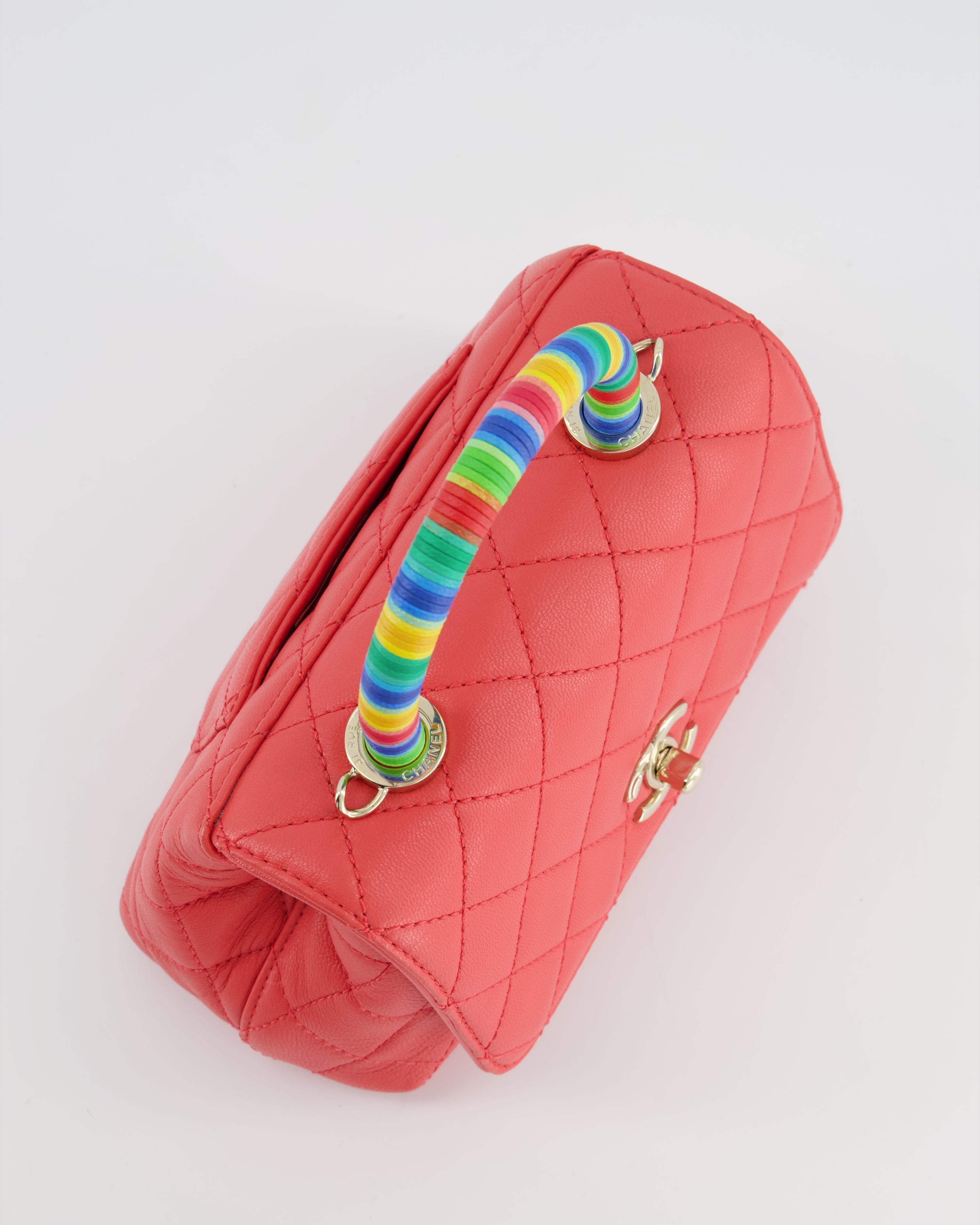 Chanel Pink Extra Mini Coco Multi-Colour Handle Bag in Lambskin with Champagne Gold Hardware