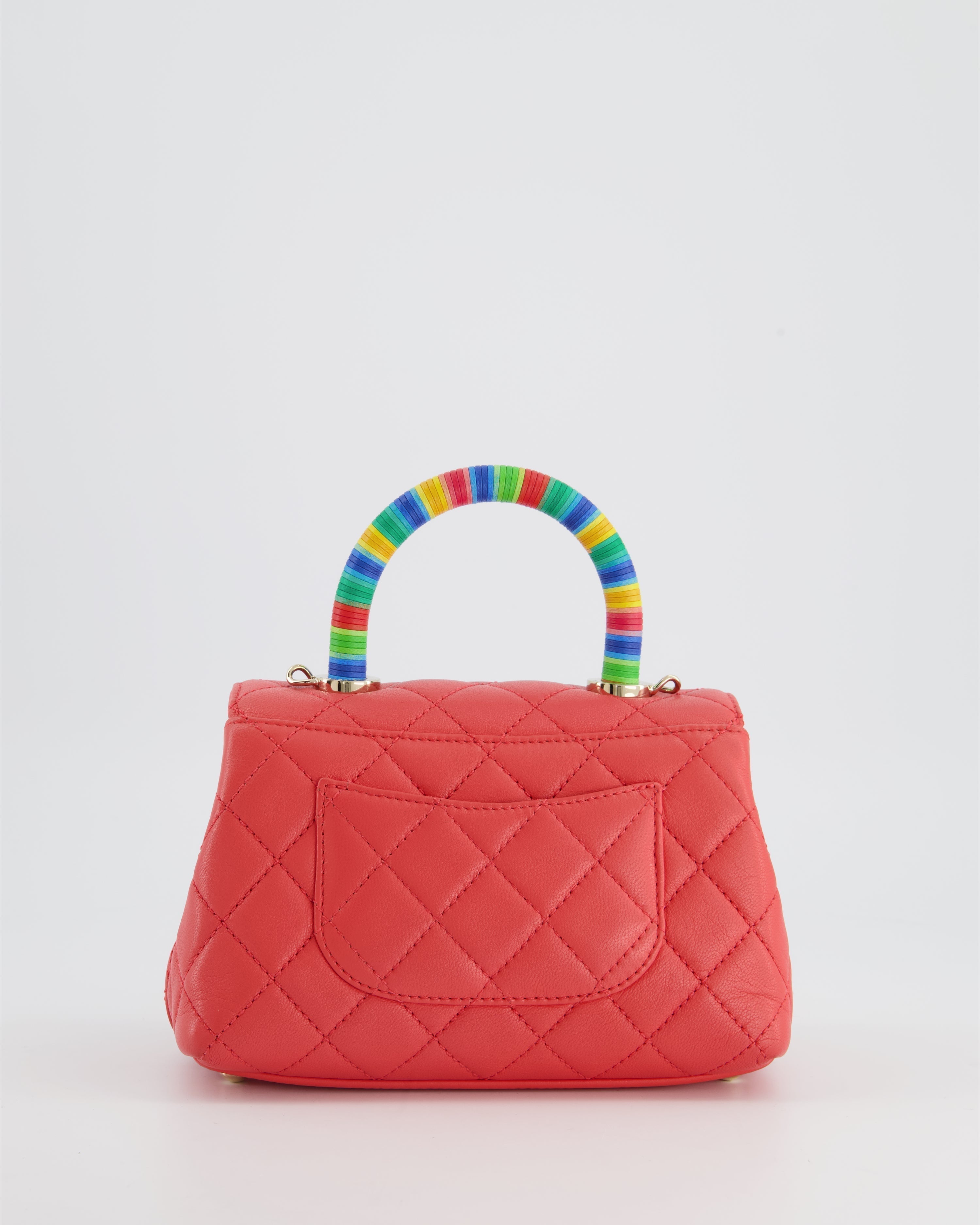 Chanel Pink Extra Mini Coco Multi-Colour Handle Bag in Lambskin with Champagne Gold Hardware