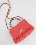 Chanel Pink Extra Mini Coco Multi-Colour Handle Bag in Lambskin with Champagne Gold Hardware
