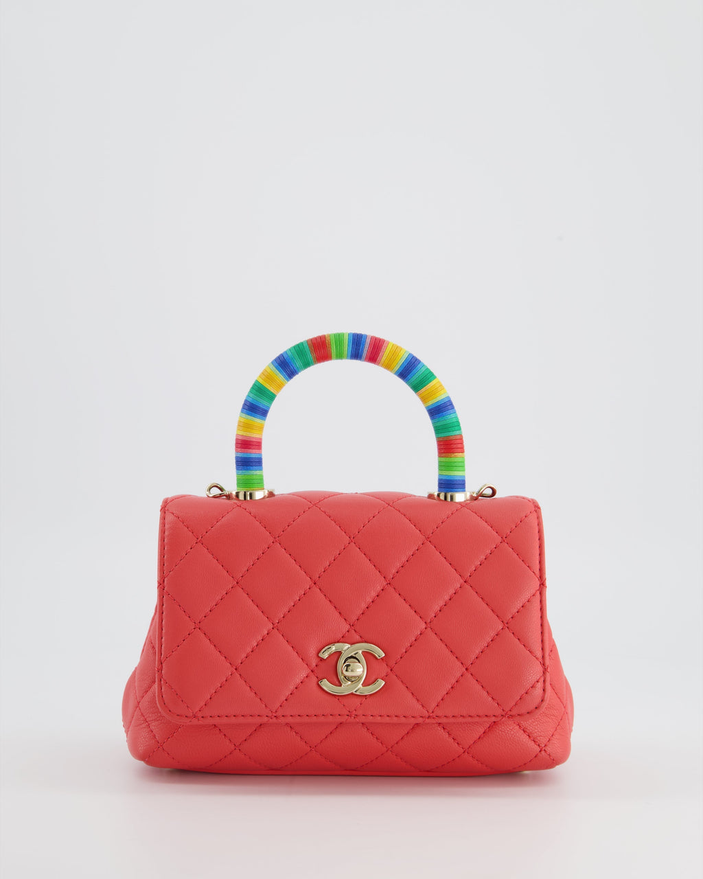 Chanel Pink Extra Mini Coco Multi-Colour Handle Bag in Lambskin with Champagne Gold Hardware