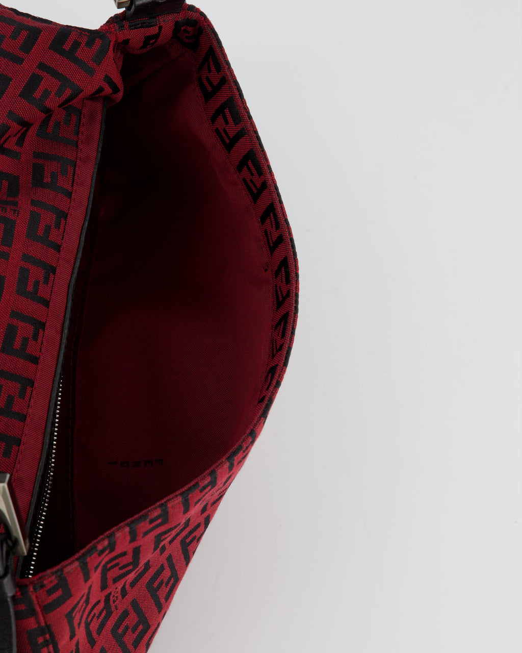 Fendi Vintage Red, Black Monogram FF Baguette Bag with Silver Hardware