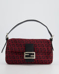 Fendi Vintage Red, Black Monogram FF Baguette Bag with Silver Hardware