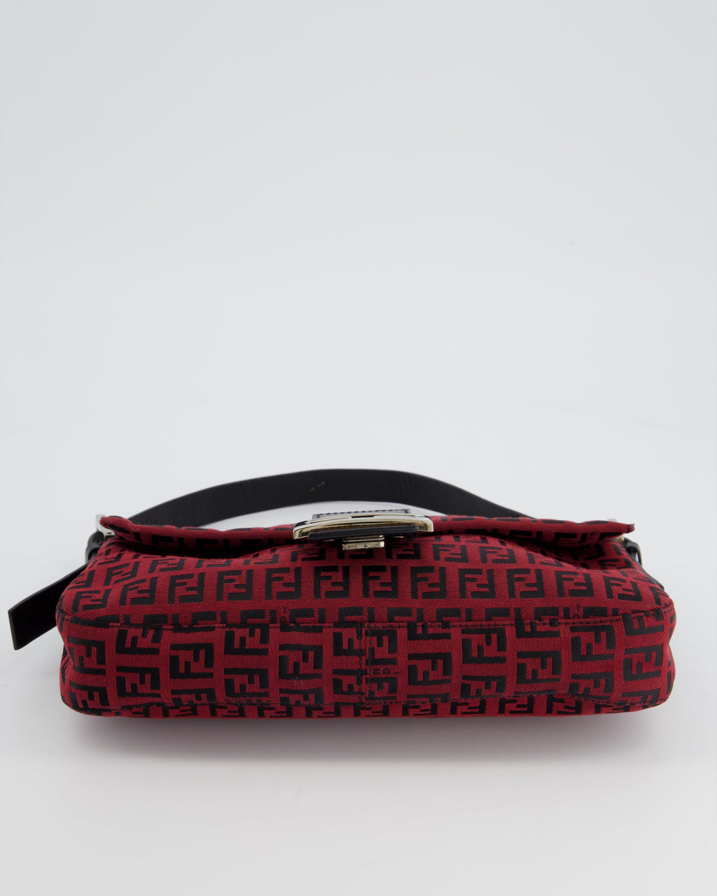 Fendi Vintage Red, Black Monogram FF Baguette Bag with Silver Hardware