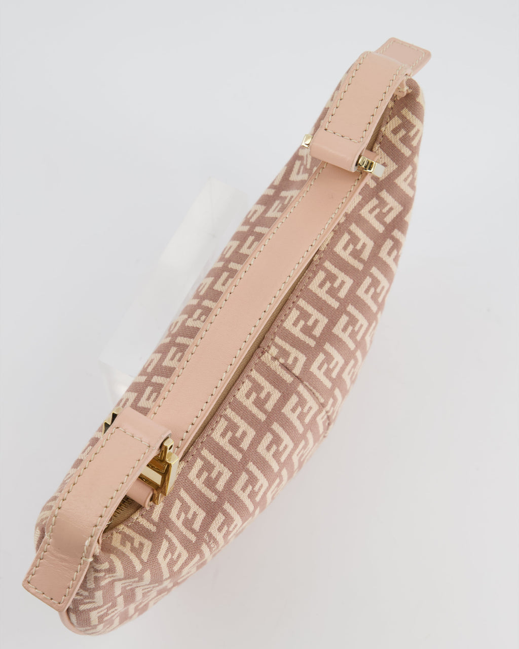Fendi Vintage Nude Monogram Half-Moon Bag with Gold Hardware