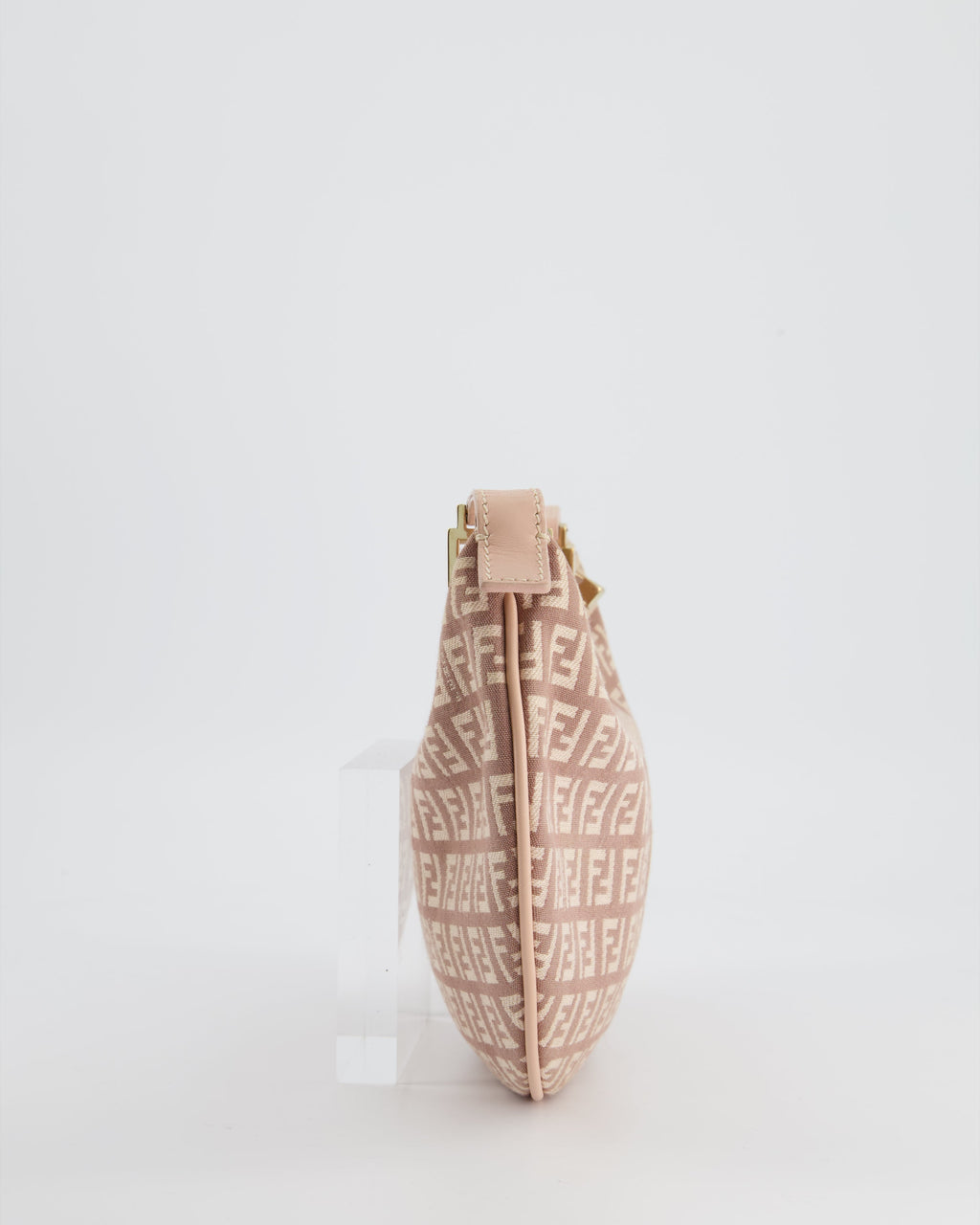 Fendi Vintage Nude Monogram Half-Moon Bag with Gold Hardware