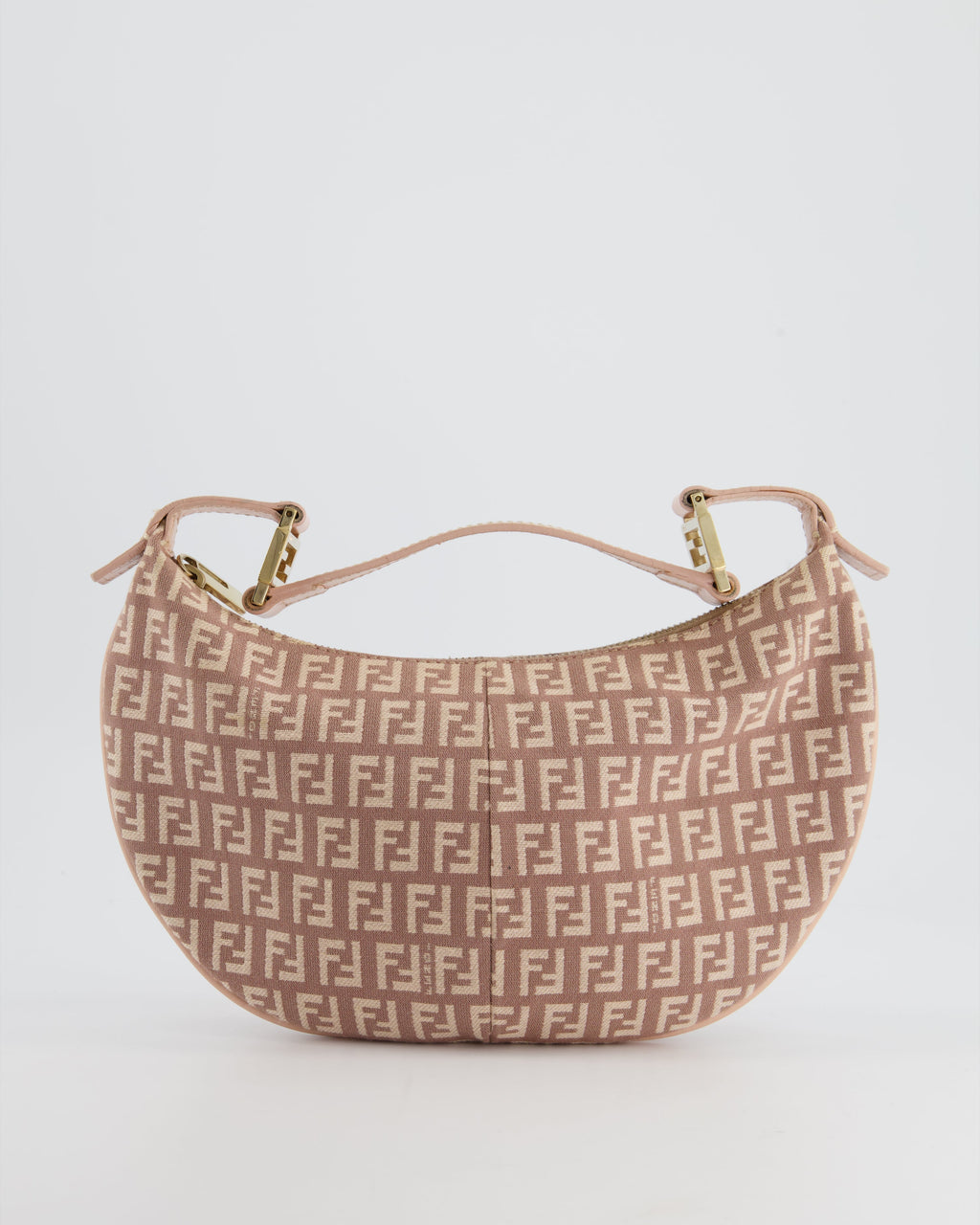 Fendi Vintage Nude Monogram Half-Moon Bag with Gold Hardware
