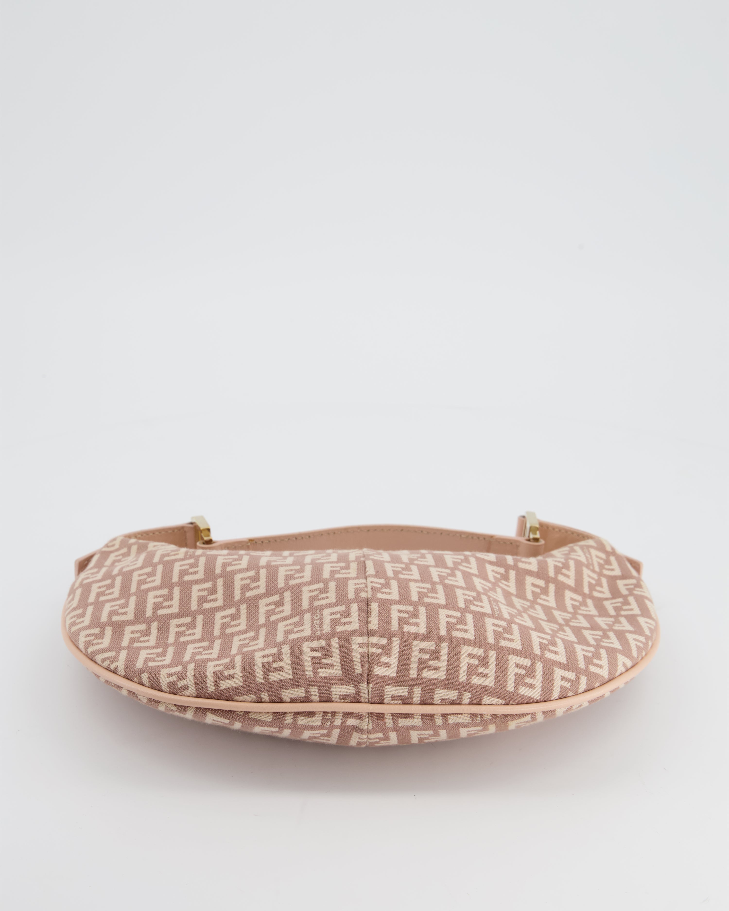Fendi Vintage Nude Monogram Half-Moon Bag with Gold Hardware
