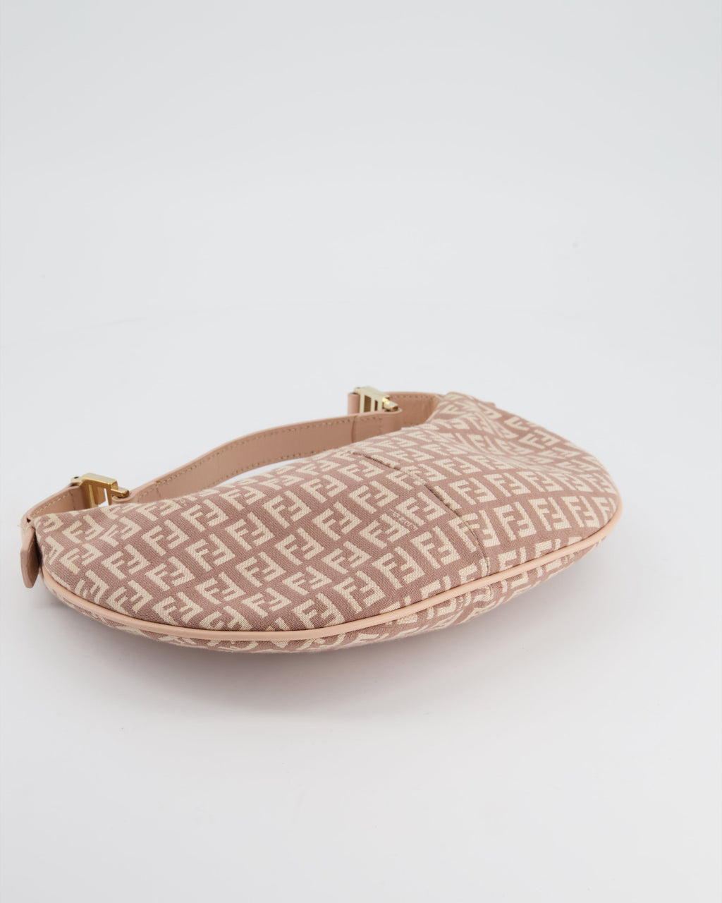 Fendi Vintage Nude Monogram Half-Moon Bag with Gold Hardware