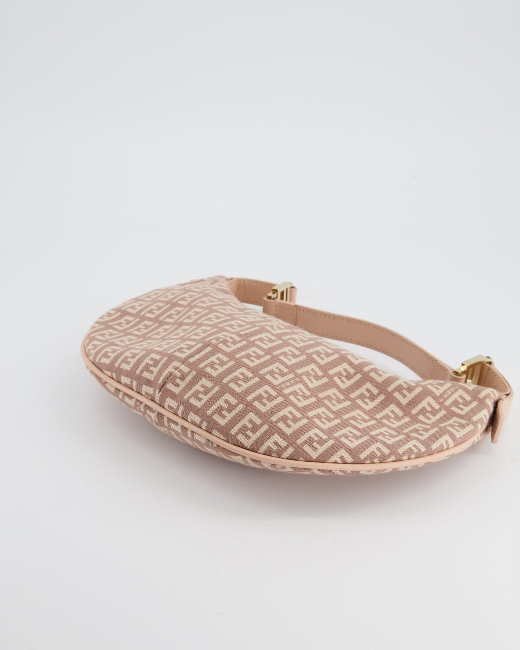 Fendi Vintage Nude Monogram Half-Moon Bag with Gold Hardware