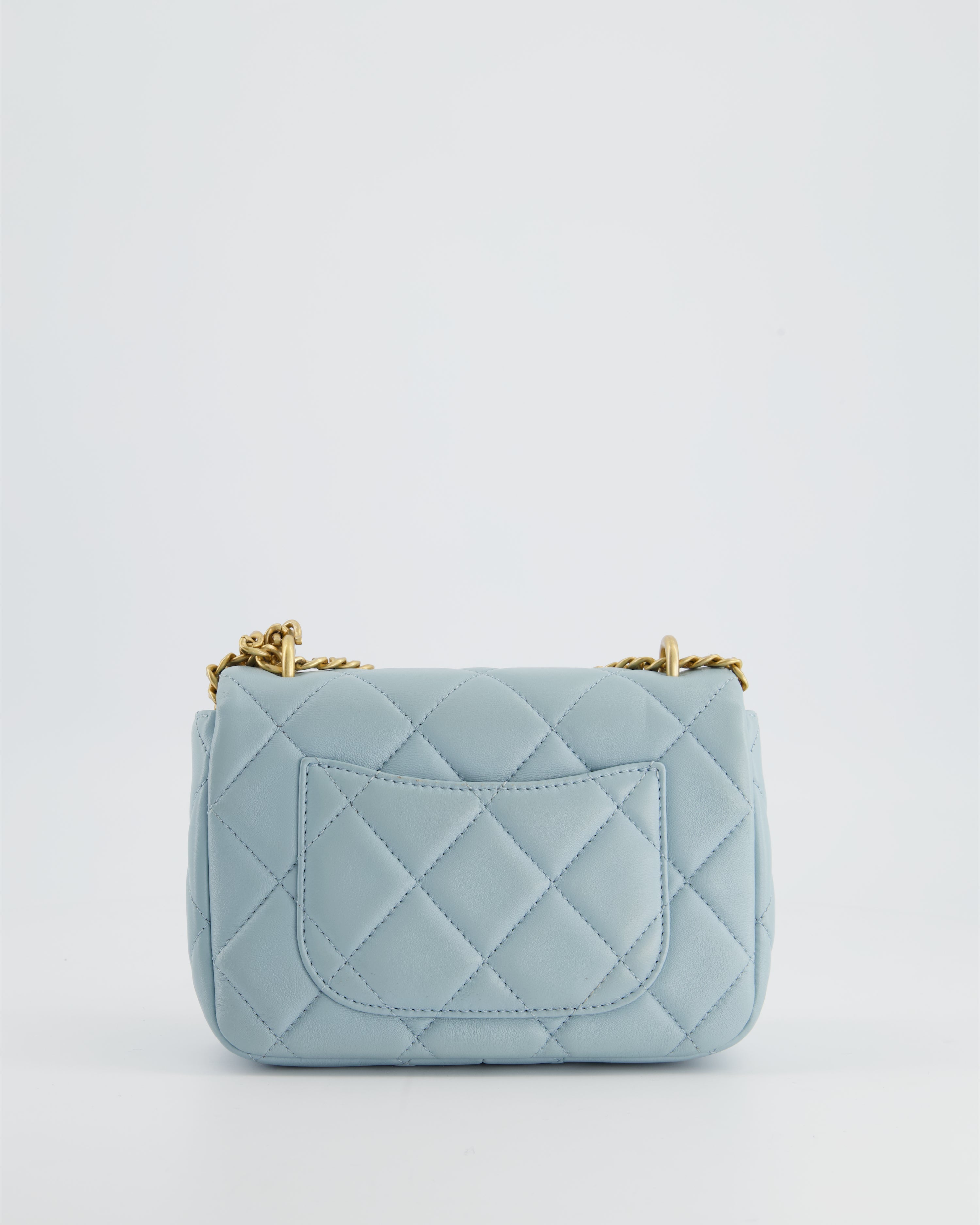 Chanel Powder Blue Mini Square Flap Bag with Gold Hardware