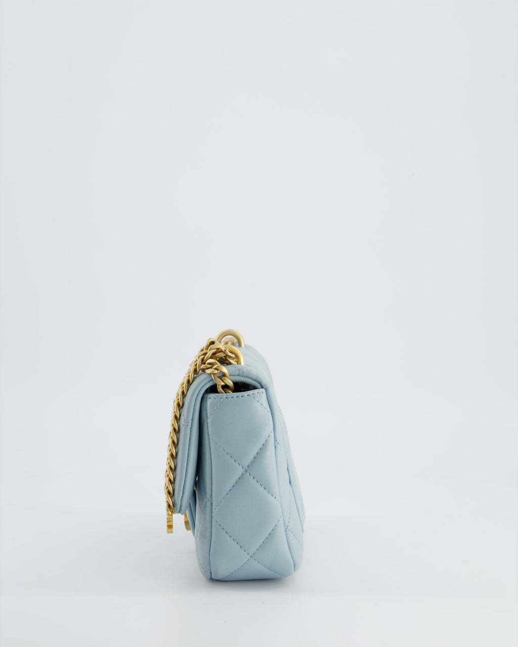 Chanel Powder Blue Mini Square Flap Bag with Gold Hardware