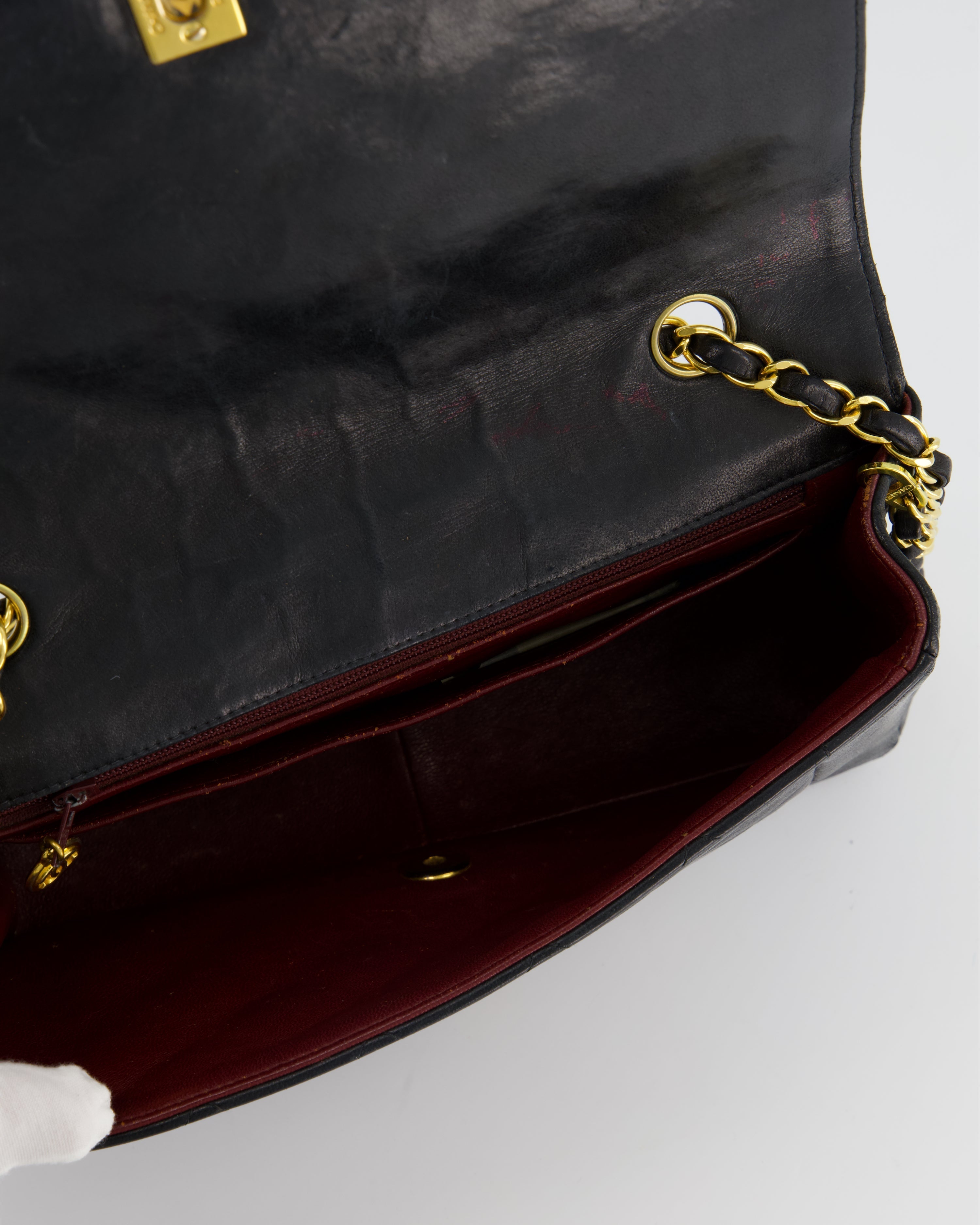Chanel Vintage Navy Diana Quilted Flap Bag in Lambskin Leather with 24K Gold Hardware
