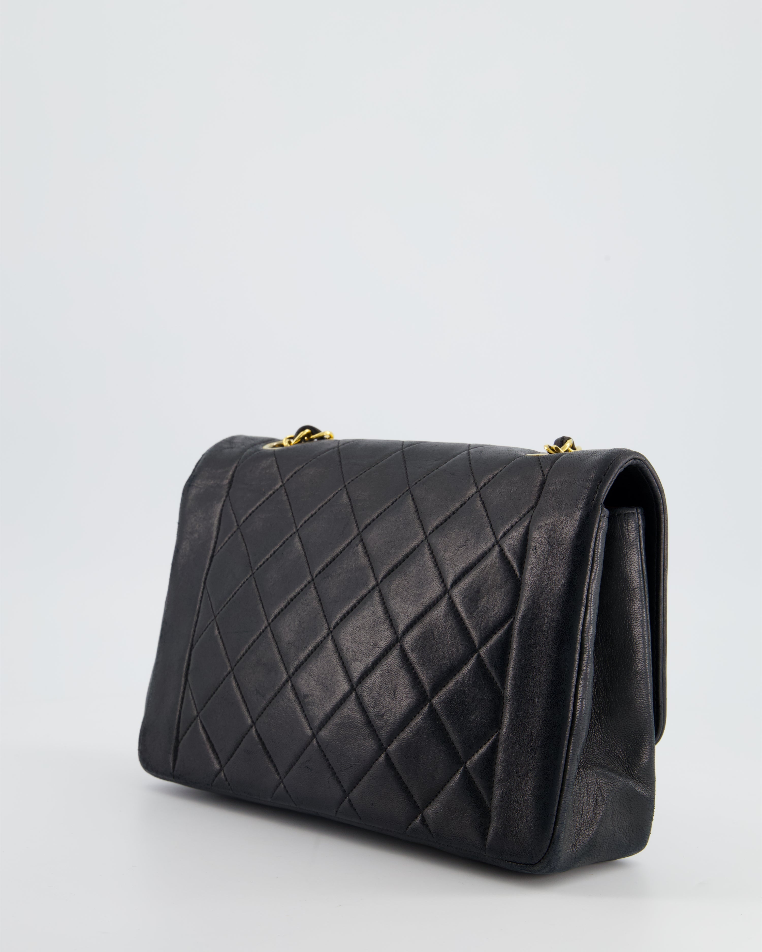 Chanel Vintage Navy Diana Quilted Flap Bag in Lambskin Leather with 24K Gold Hardware