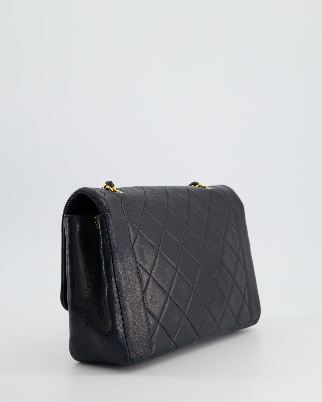 Chanel Vintage Navy Diana Quilted Flap Bag in Lambskin Leather with 24K Gold Hardware