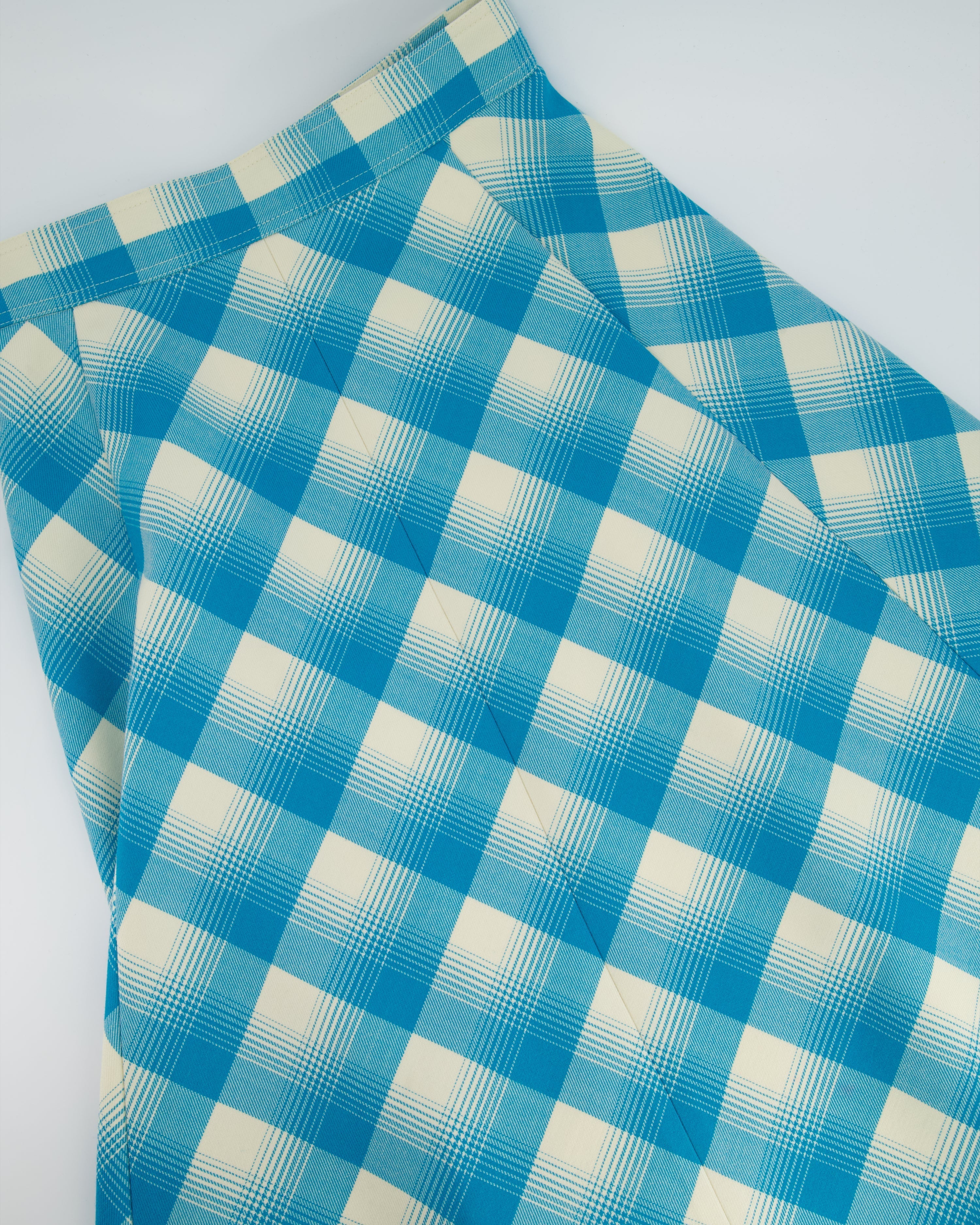 Gucci Turquoise and White Checked Shirt and Skirt Set IT 40 & 42 (UK 8-10)