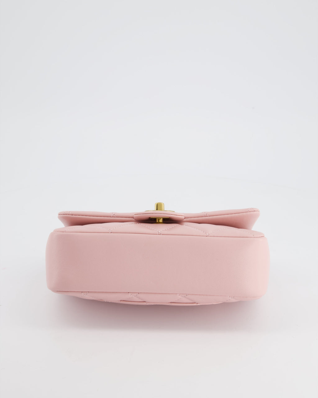 Chanel Pink 22B Mini Flap Bag in Lambskin Leather with Gold Hardware and Hearts Chain Detail