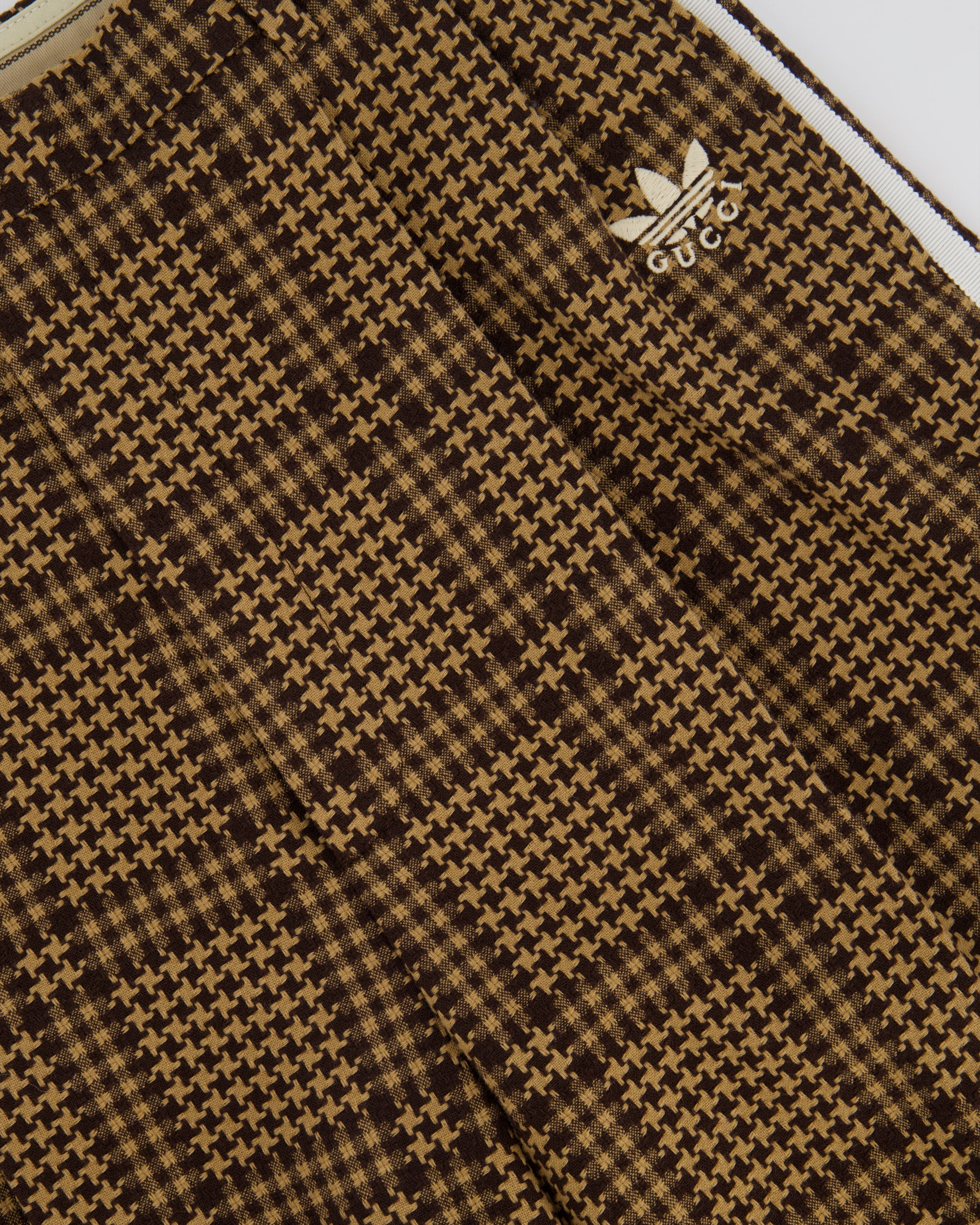 Gucci X Adidas Brown Check Wool Trousers with White Stripe Side Detail Size IT 42 (UK 10)