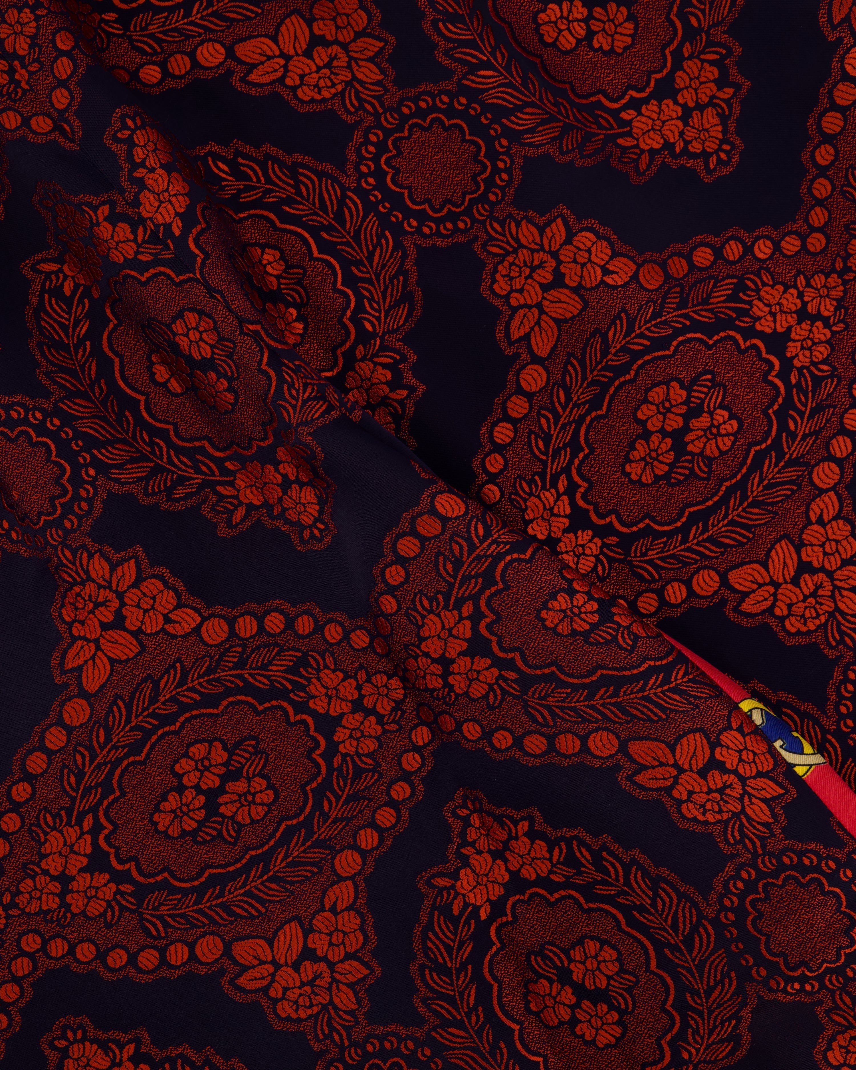 Gucci Red and Blue Silk GG & Floral Jacquard Trousers Size XXS (UK 4)