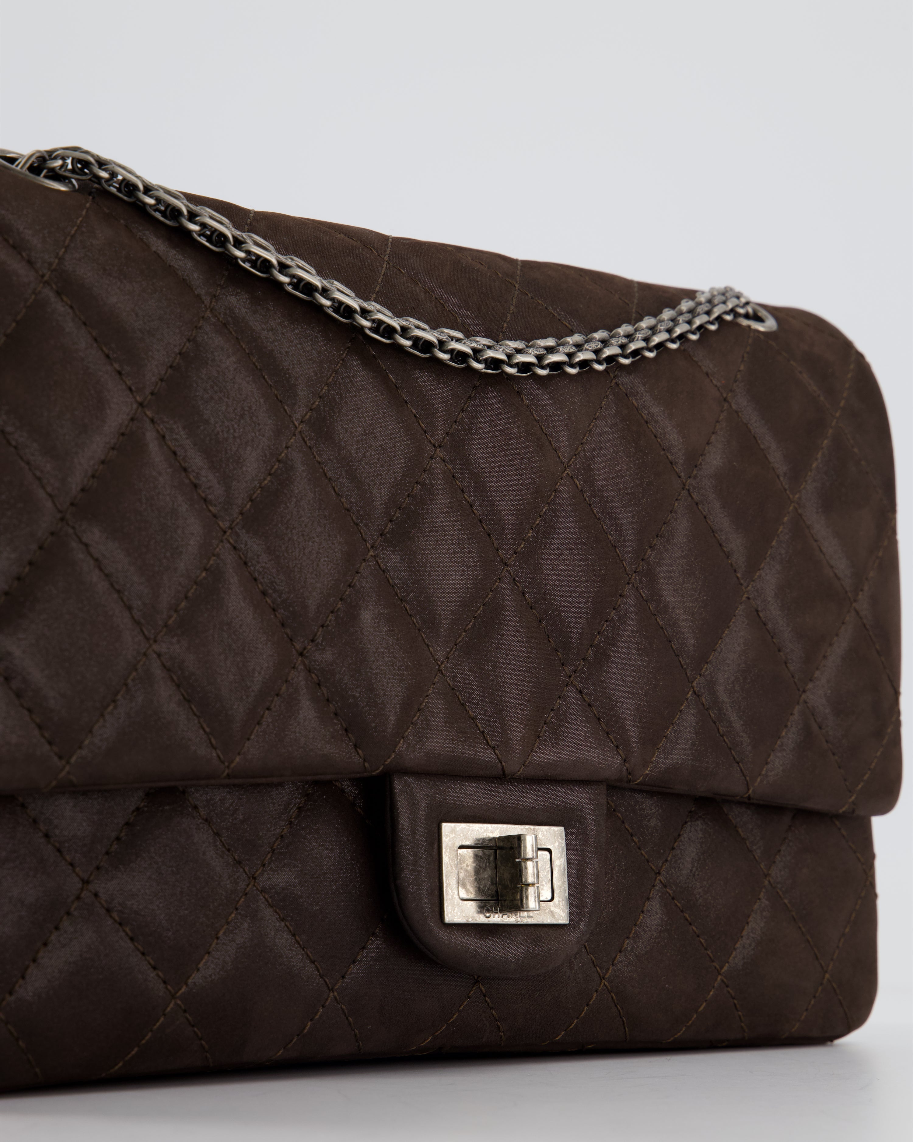 Chanel Chocolate Brown Maxi 2.55 Reissue in Iridescent Calfskin with Ruthenium Hardware