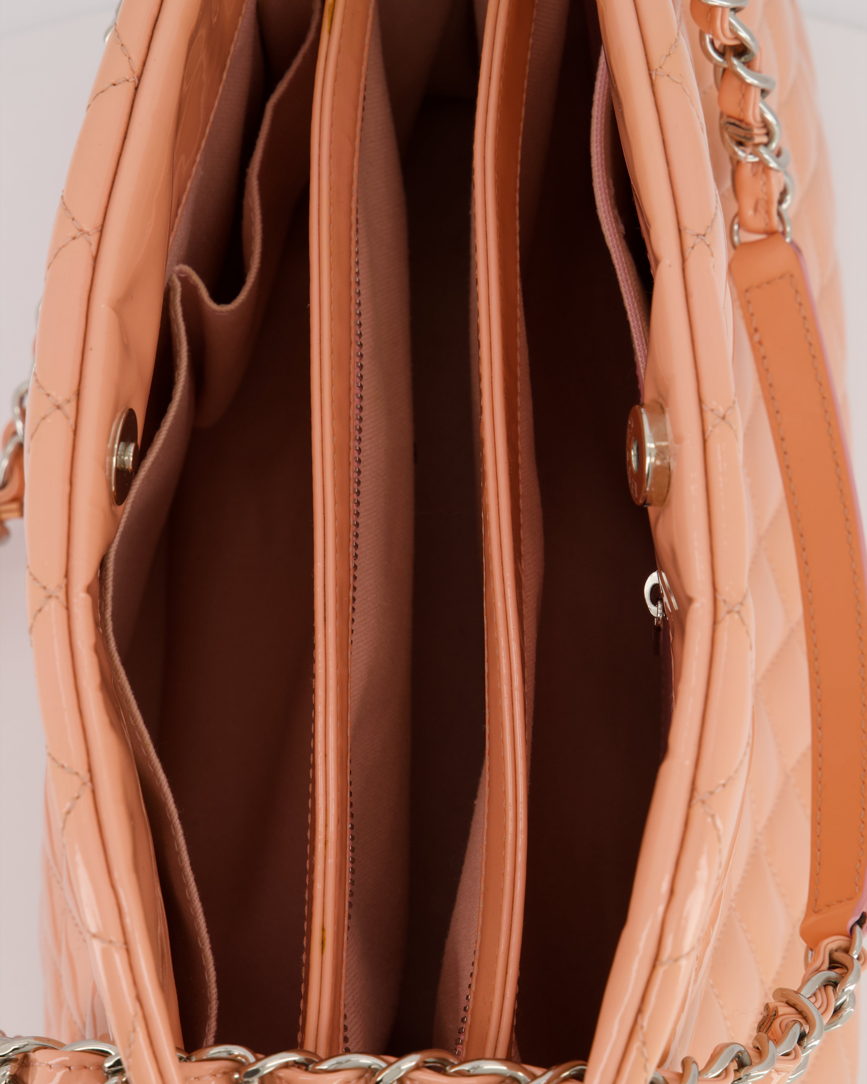 Chanel Pink Patent Mademoiselle Shoulder Bag with Silver Hardware
