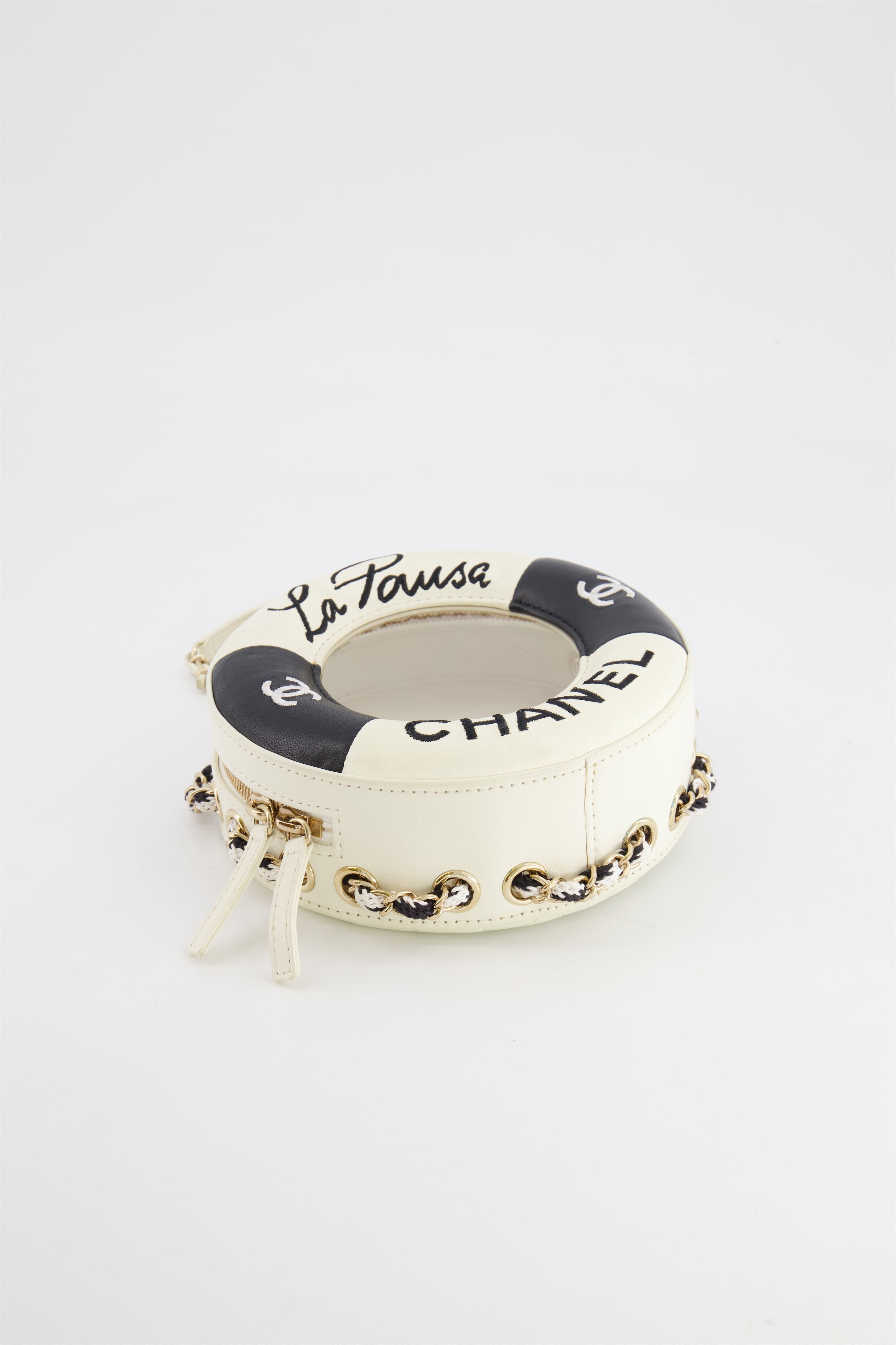 Chanel La Pausa Coco Lifesaver Bag in Black and White with Champagne Gold Hardware