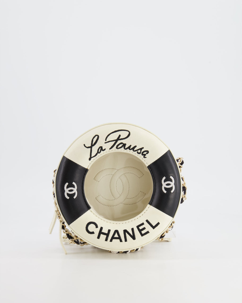 Chanel La Pausa Coco Lifesaver Bag in Black and White with Champagne Gold Hardware