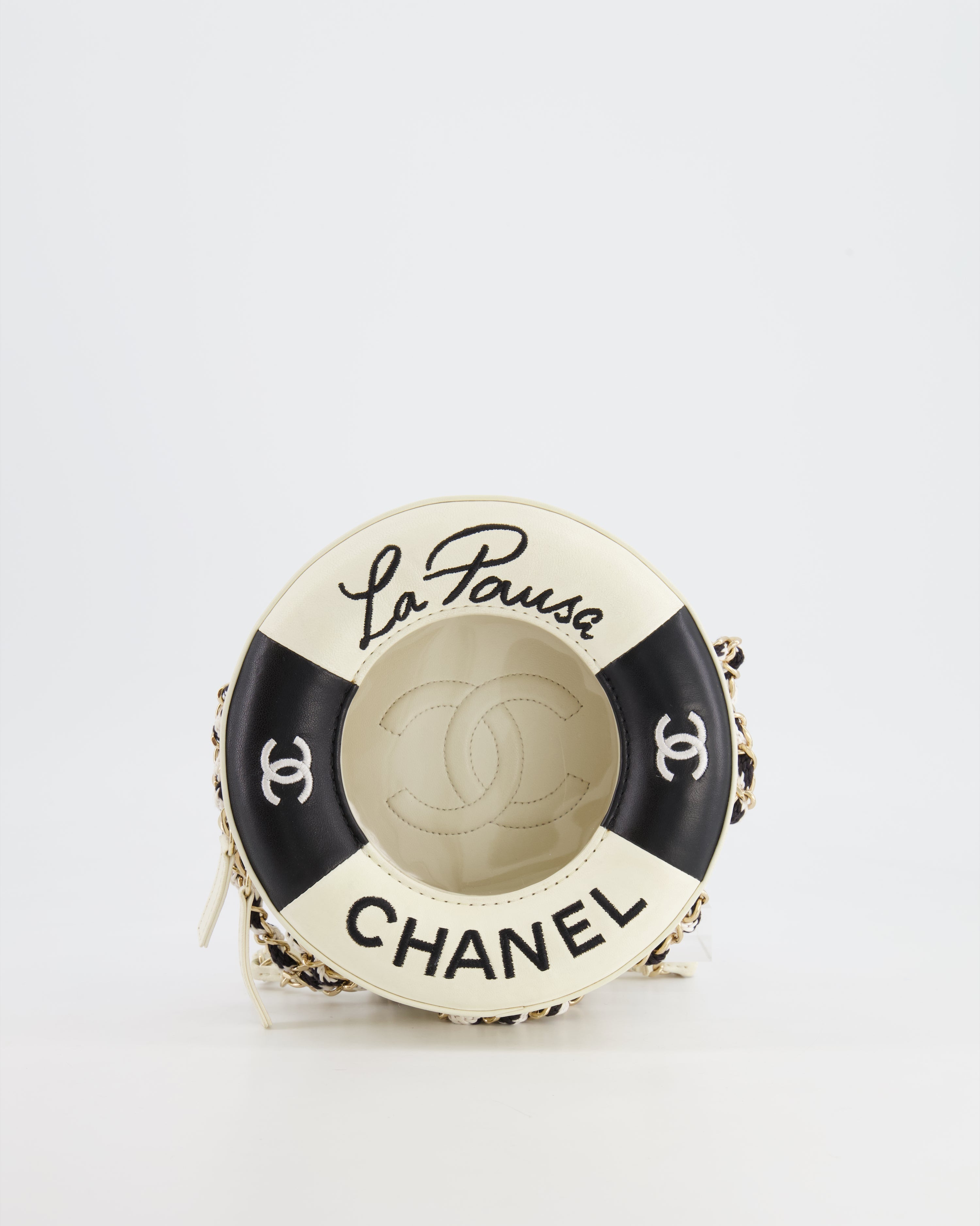 Chanel La Pausa Coco Lifesaver Bag in Black and White with Champagne Gold Hardware