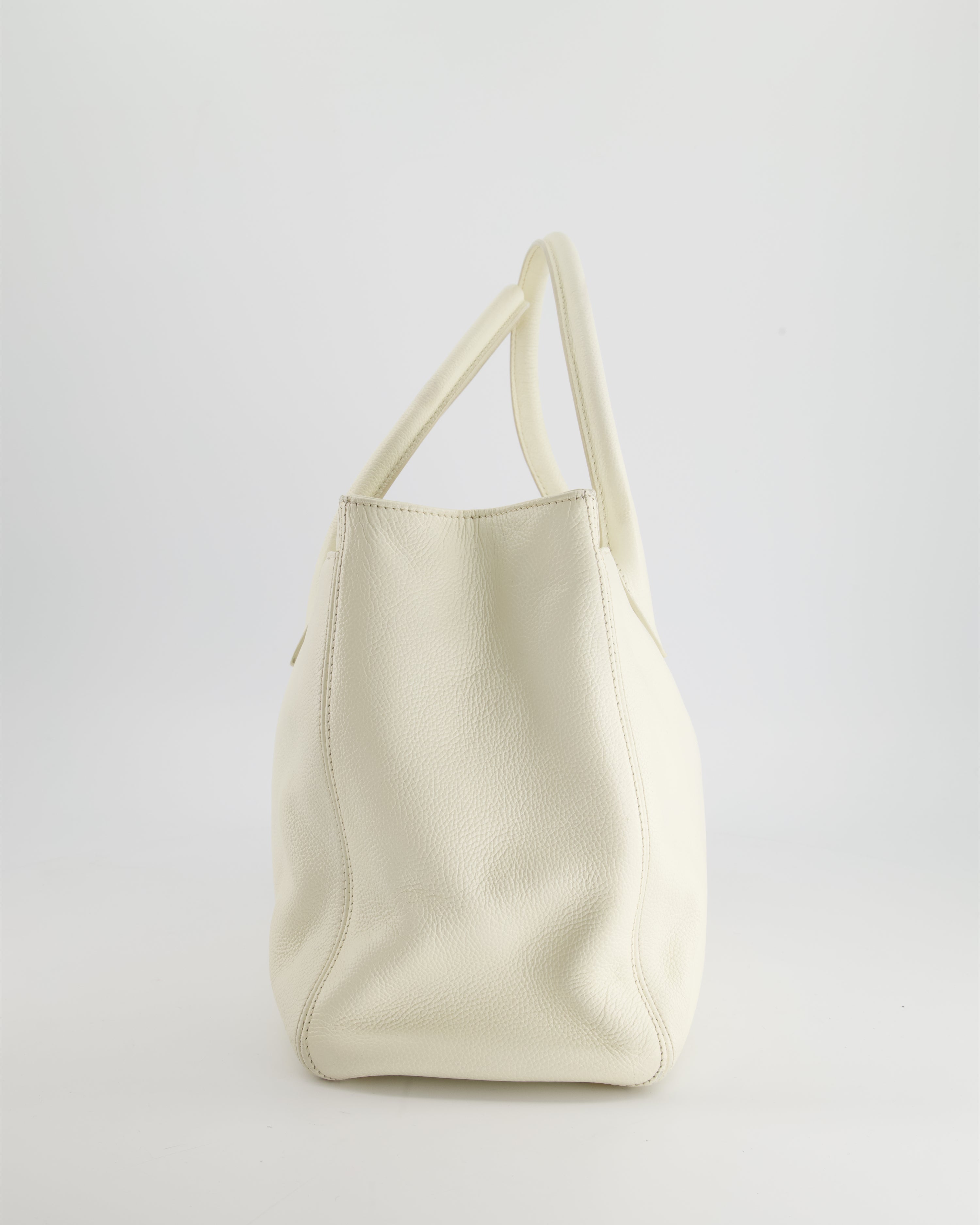 Chanel White Executive Shopper Tote Bag with Gold Hardware