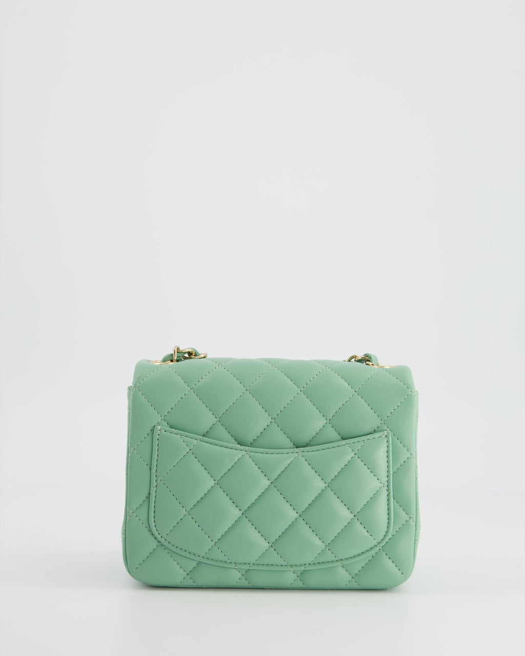 COLOUR* Chanel Green Tea Mini Square Bag in Lambskin Leather with Champagne Gold Hardware