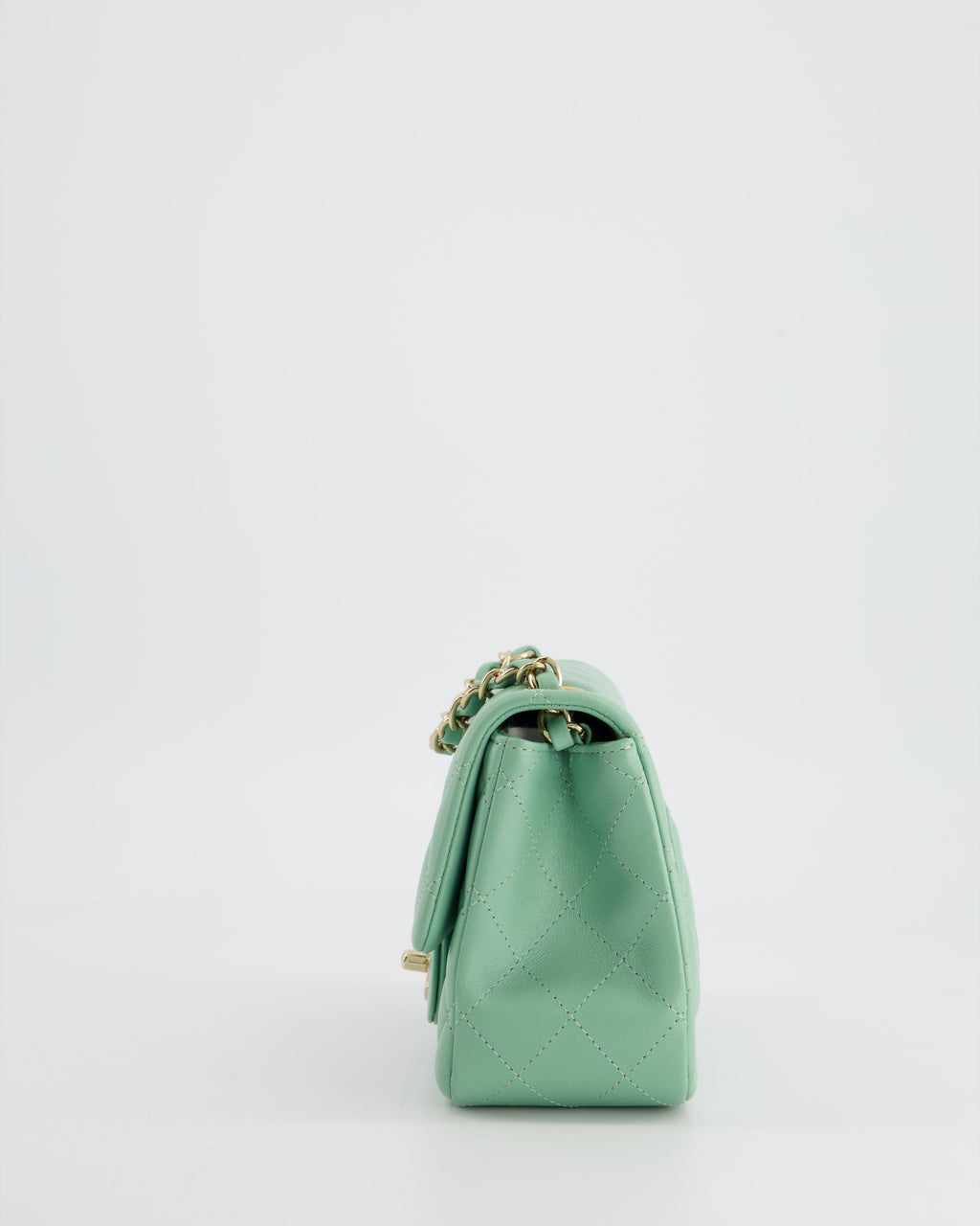 COLOUR* Chanel Green Tea Mini Square Bag in Lambskin Leather with Champagne Gold Hardware
