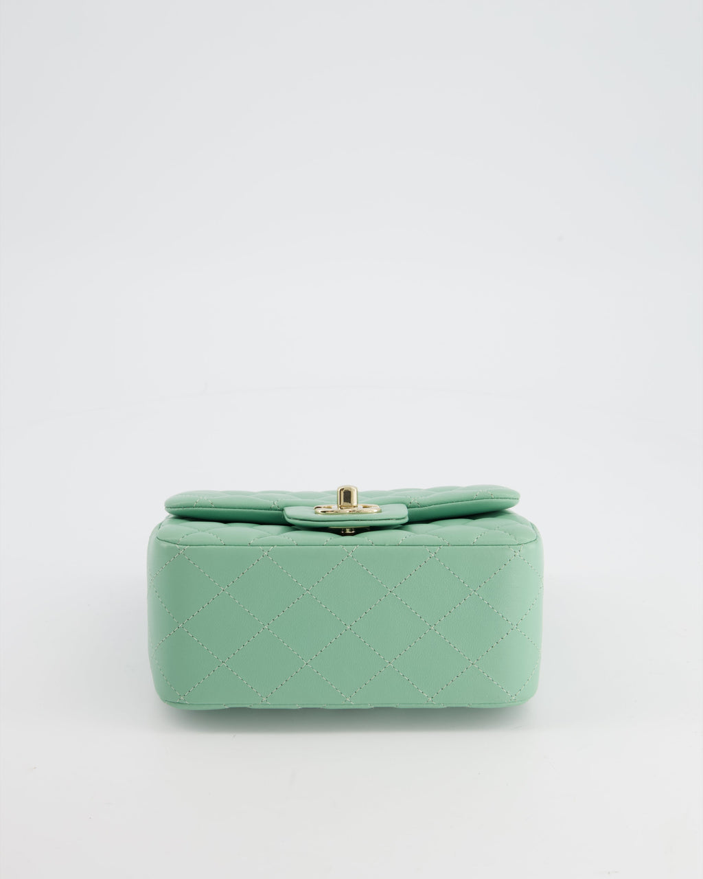 COLOUR* Chanel Green Tea Mini Square Bag in Lambskin Leather with Champagne Gold Hardware