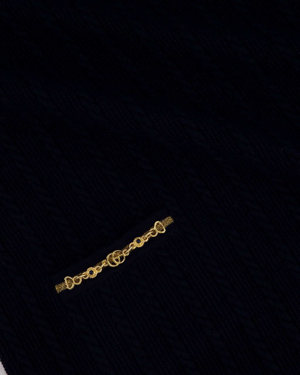 Gucci Navy Knitted Mini Dress with Gold Chain Pocket Details Size IT S (UK 8)