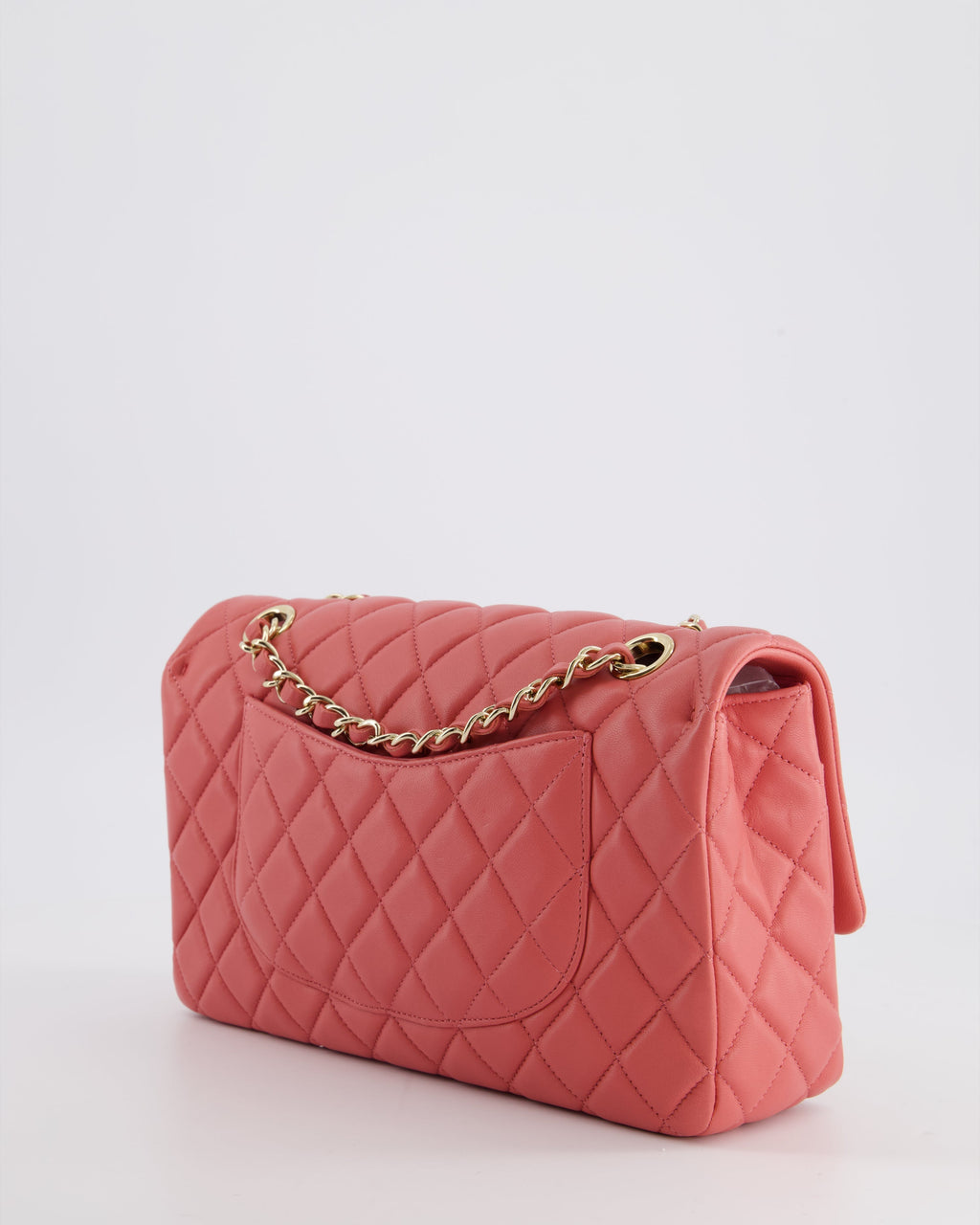 Chanel Pink Medium Single Flap Bag in Lambskin Leather with Champagne Gold Hardware