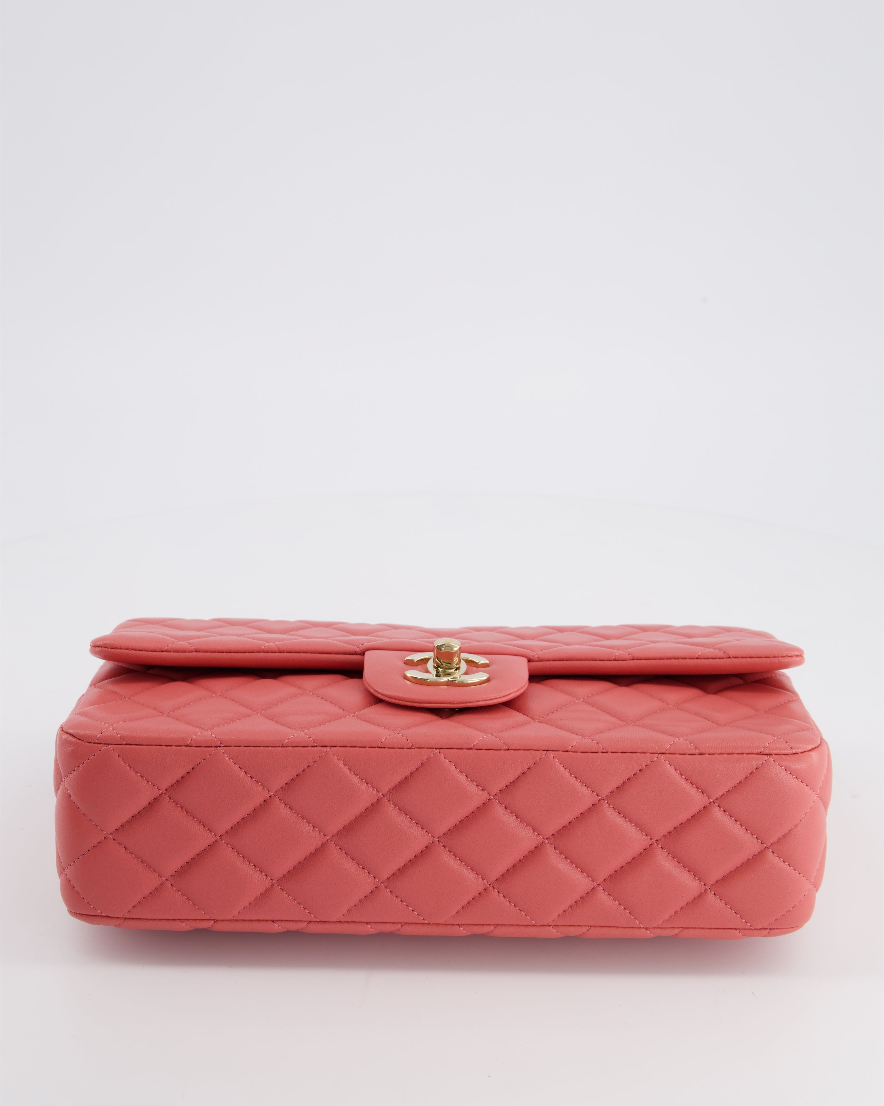 Chanel Pink Medium Single Flap Bag in Lambskin Leather with Champagne Gold Hardware