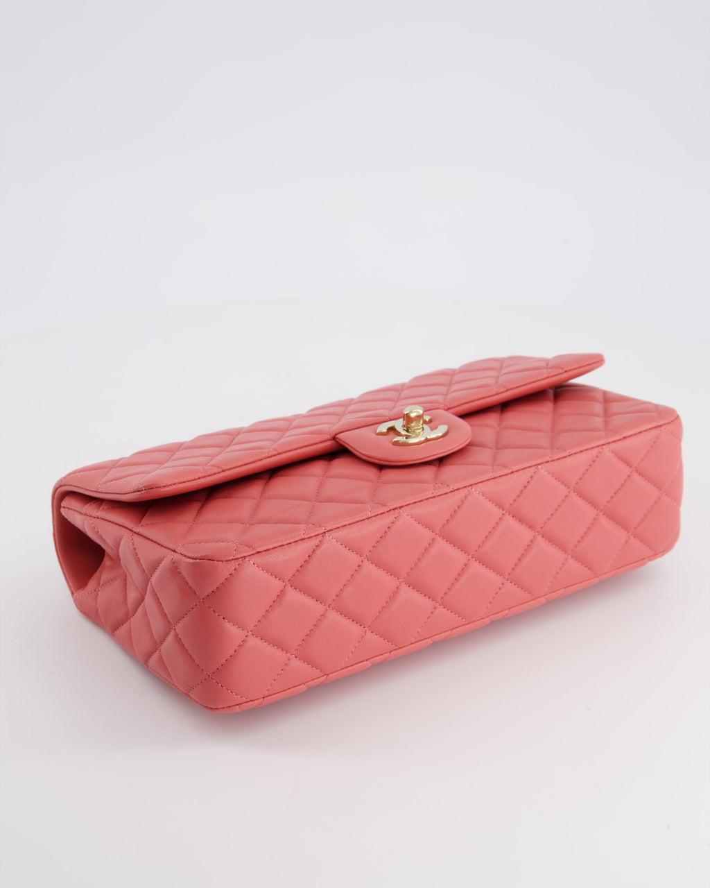 Chanel Pink Medium Single Flap Bag in Lambskin Leather with Champagne Gold Hardware