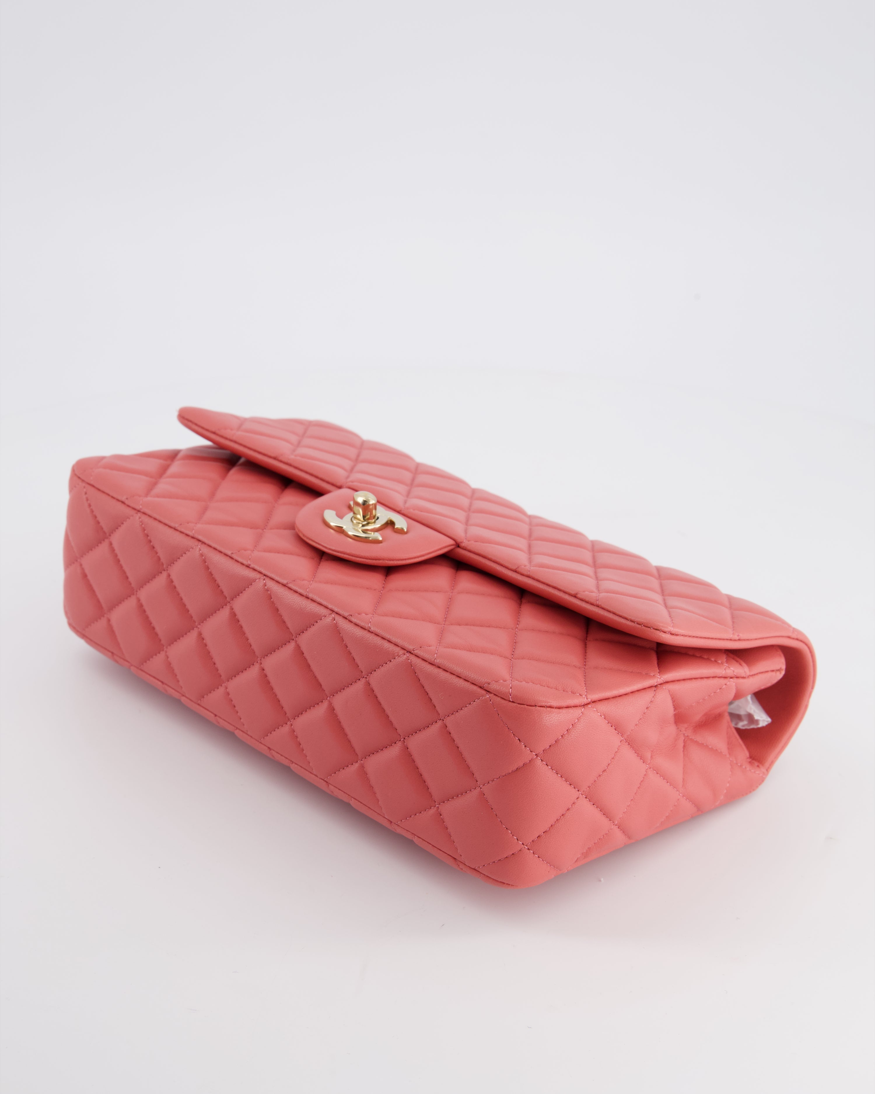 Chanel Pink Medium Single Flap Bag in Lambskin Leather with Champagne Gold Hardware