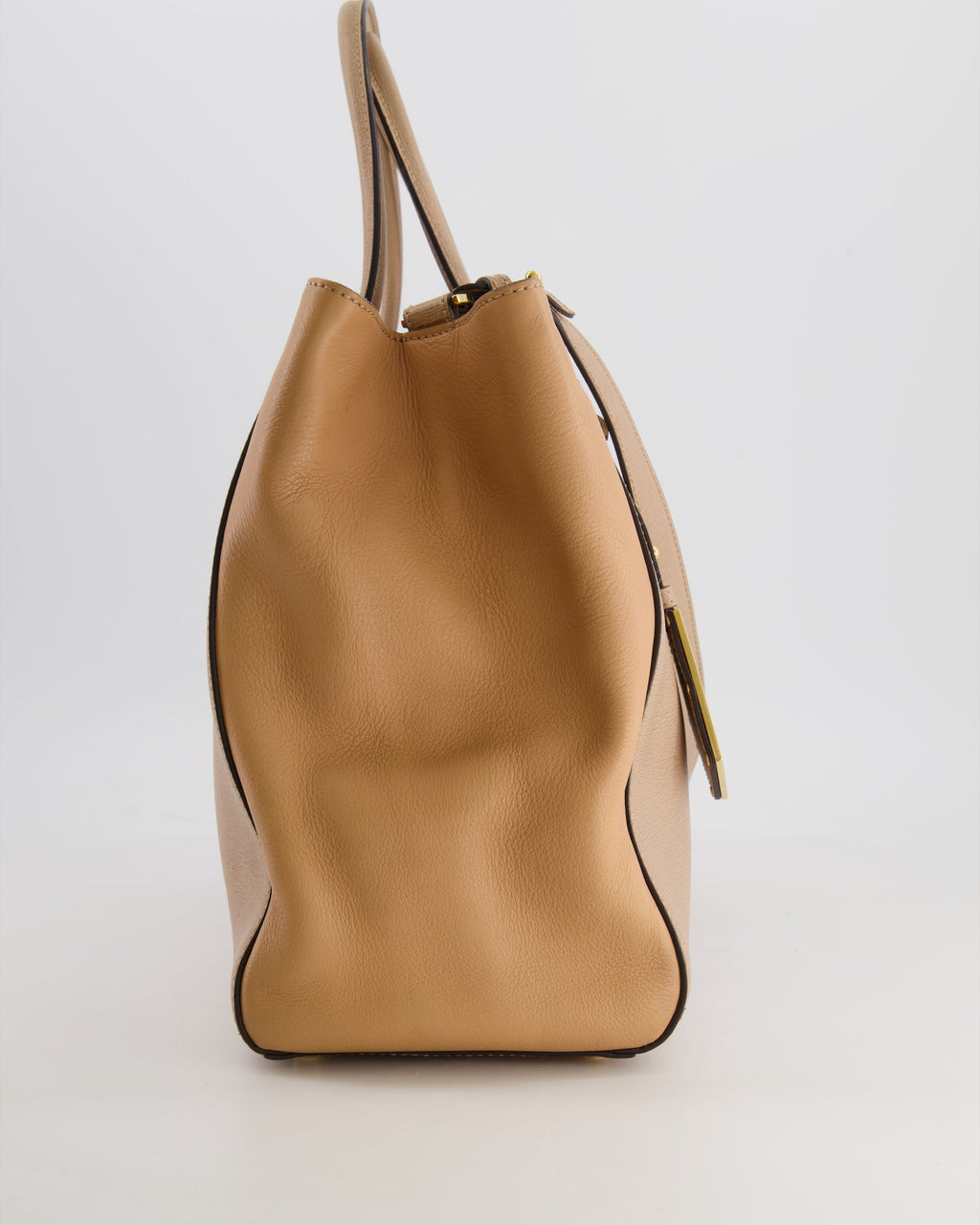 Fendi Beige Leather 2Jours Medium Tote Bag with Gold Hardware