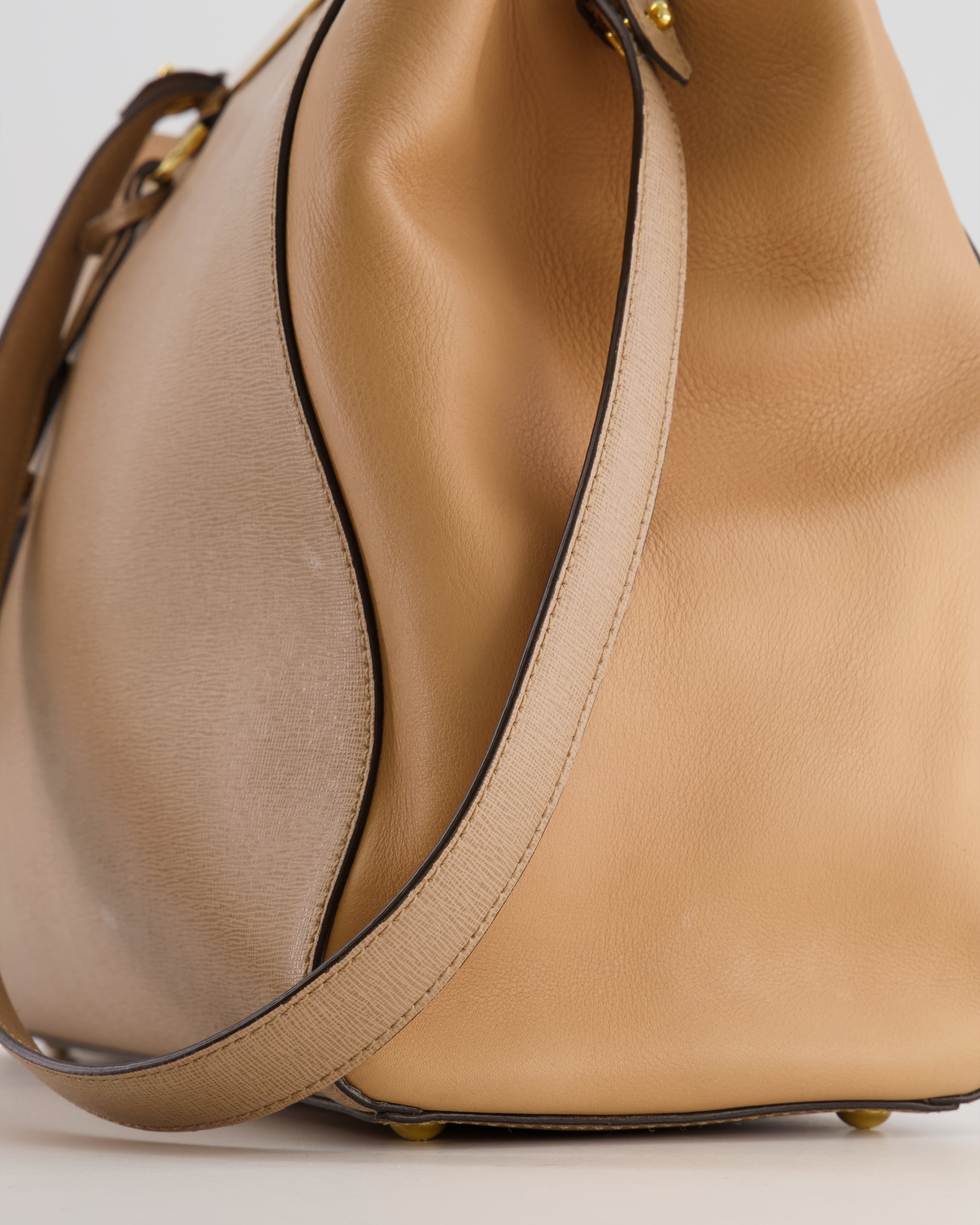Fendi Beige Leather 2Jours Medium Tote Bag with Gold Hardware