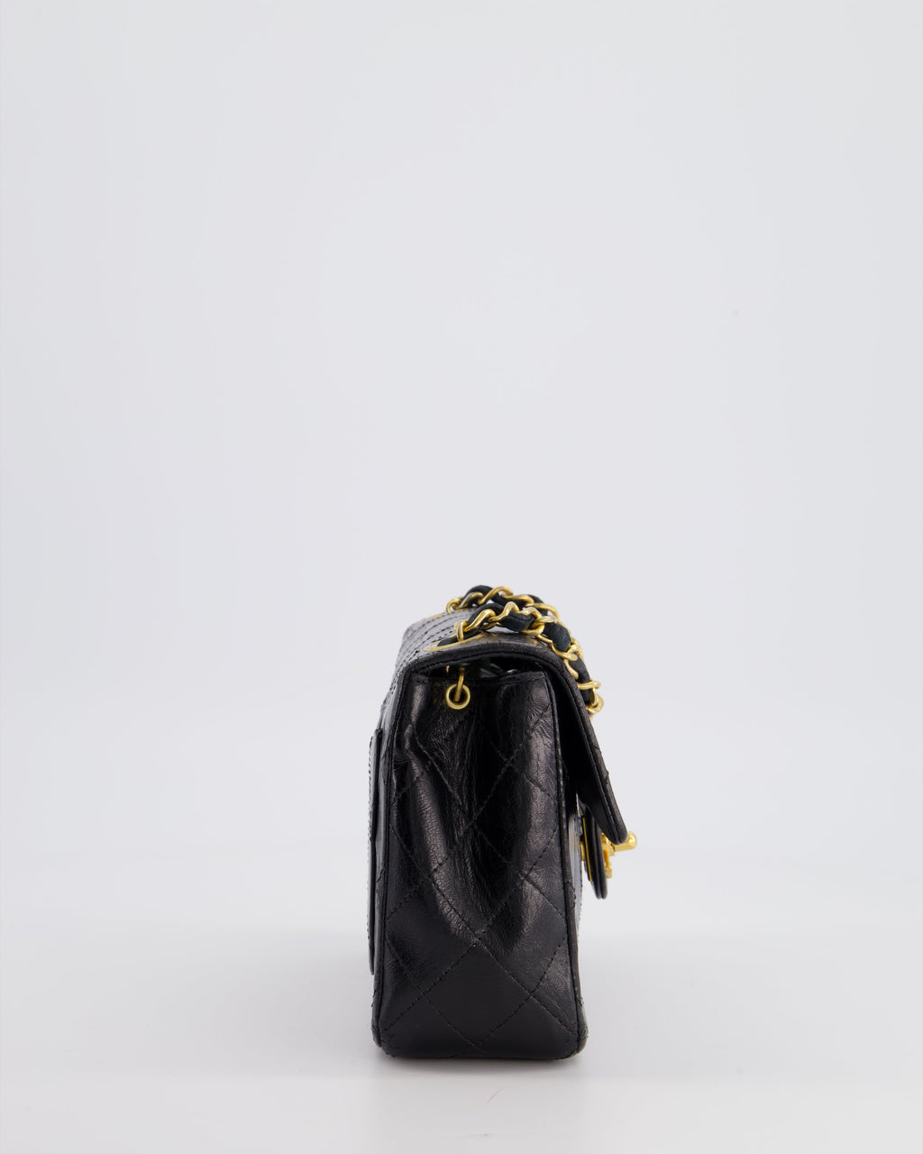 Chanel Vintage Black Mini Square Bag in Lambskin Leather with 24k Gold Hardware