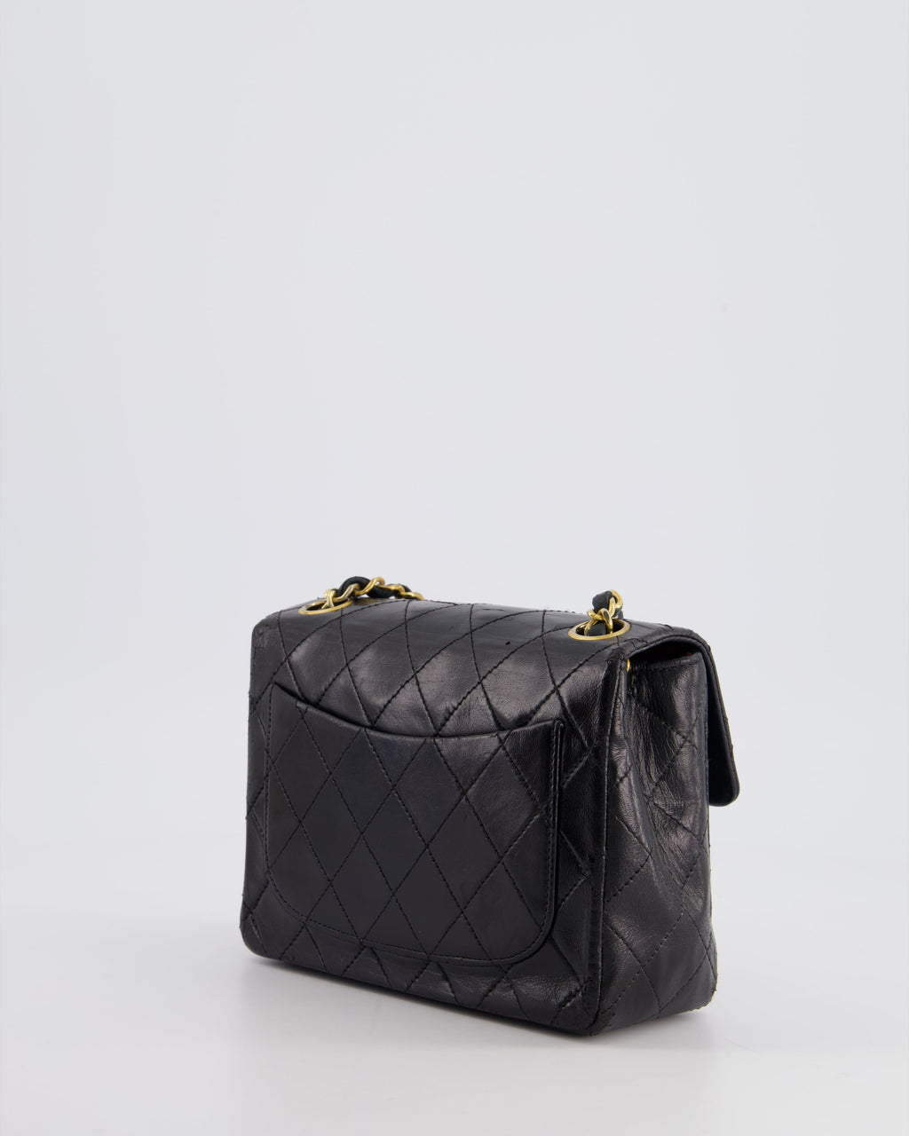Chanel Vintage Black Mini Square Bag in Lambskin Leather with 24k Gold Hardware