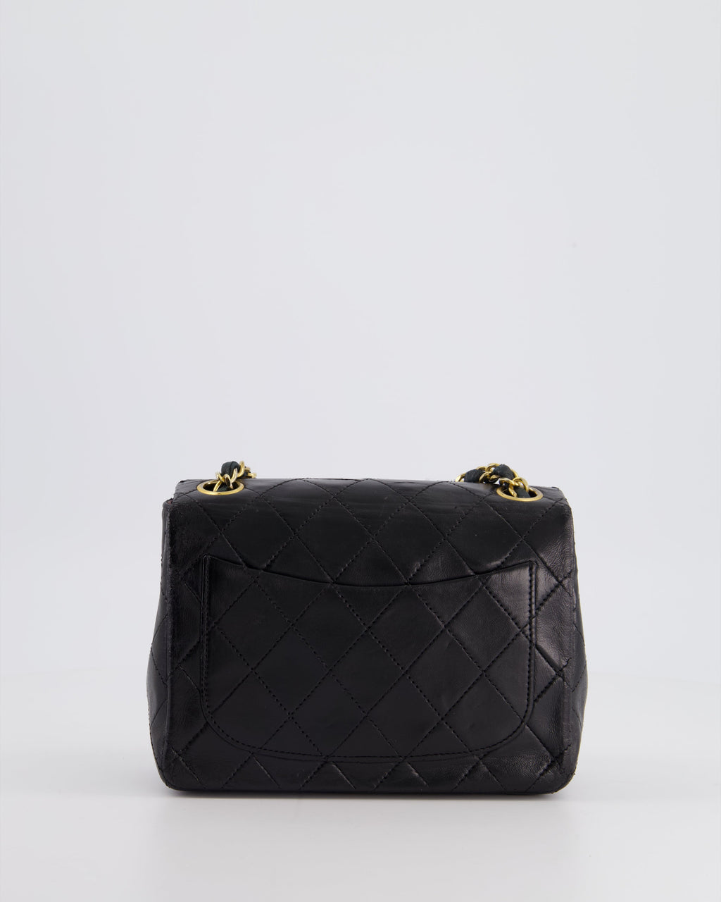 Chanel Vintage Black Mini Square Bag in Lambskin Leather with 24k Gold Hardware