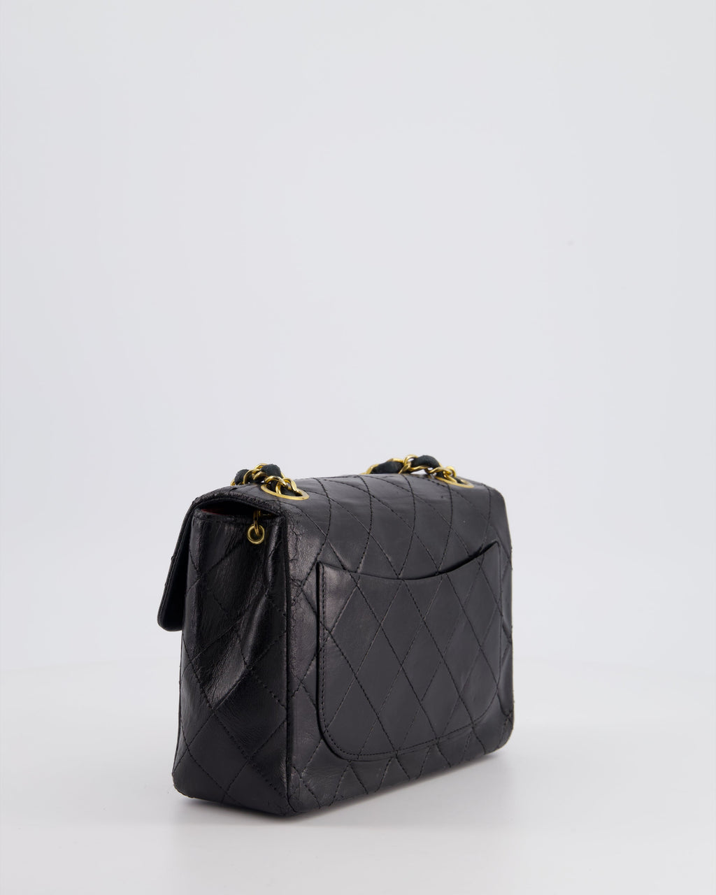 Chanel Vintage Black Mini Square Bag in Lambskin Leather with 24k Gold Hardware