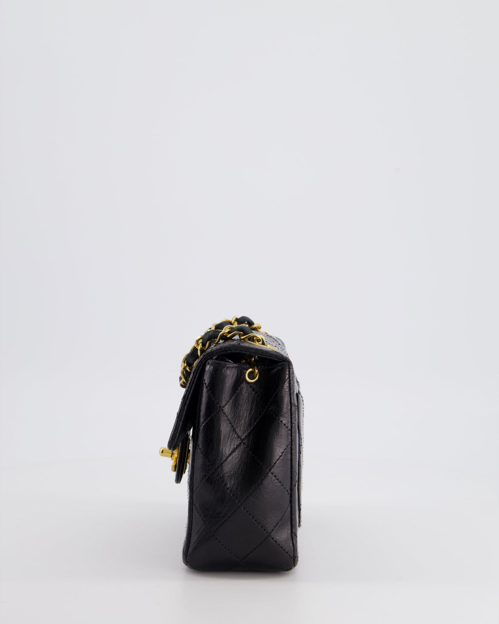 Chanel Vintage Black Mini Square Bag in Lambskin Leather with 24k Gold Hardware