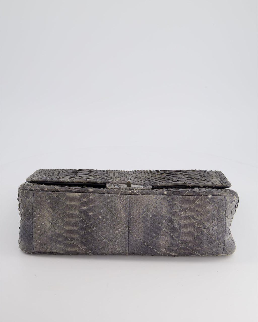 Chanel Storm Grey Jumbo Classic Double Flap 2.55 Reissue Bag in Python Leather with Ruthenium  Hardware