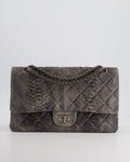 Chanel Storm Grey Jumbo Classic Double Flap 2.55 Reissue Bag in Python Leather with Ruthenium  Hardware