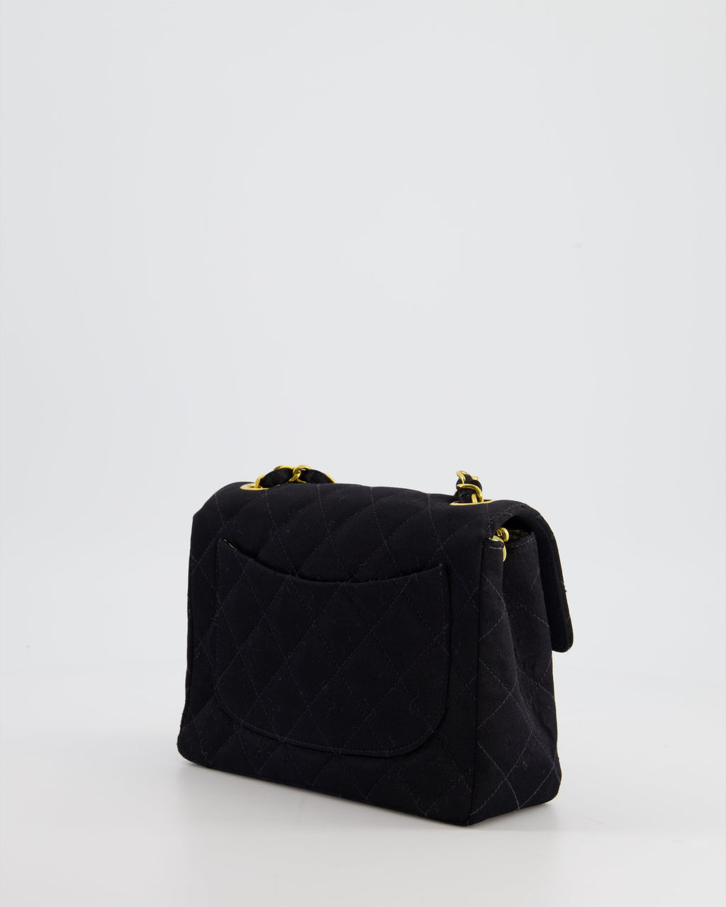 Chanel Vintage Satin Black Mini Square Flap Bag with 24K Gold Hardware