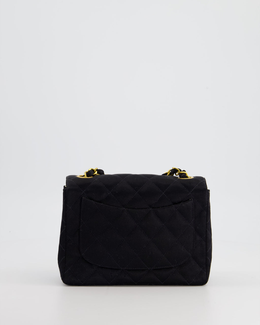 Chanel Vintage Satin Black Mini Square Flap Bag with 24K Gold Hardware