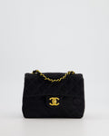 Chanel Vintage Satin Black Mini Square Flap Bag with 24K Gold Hardware