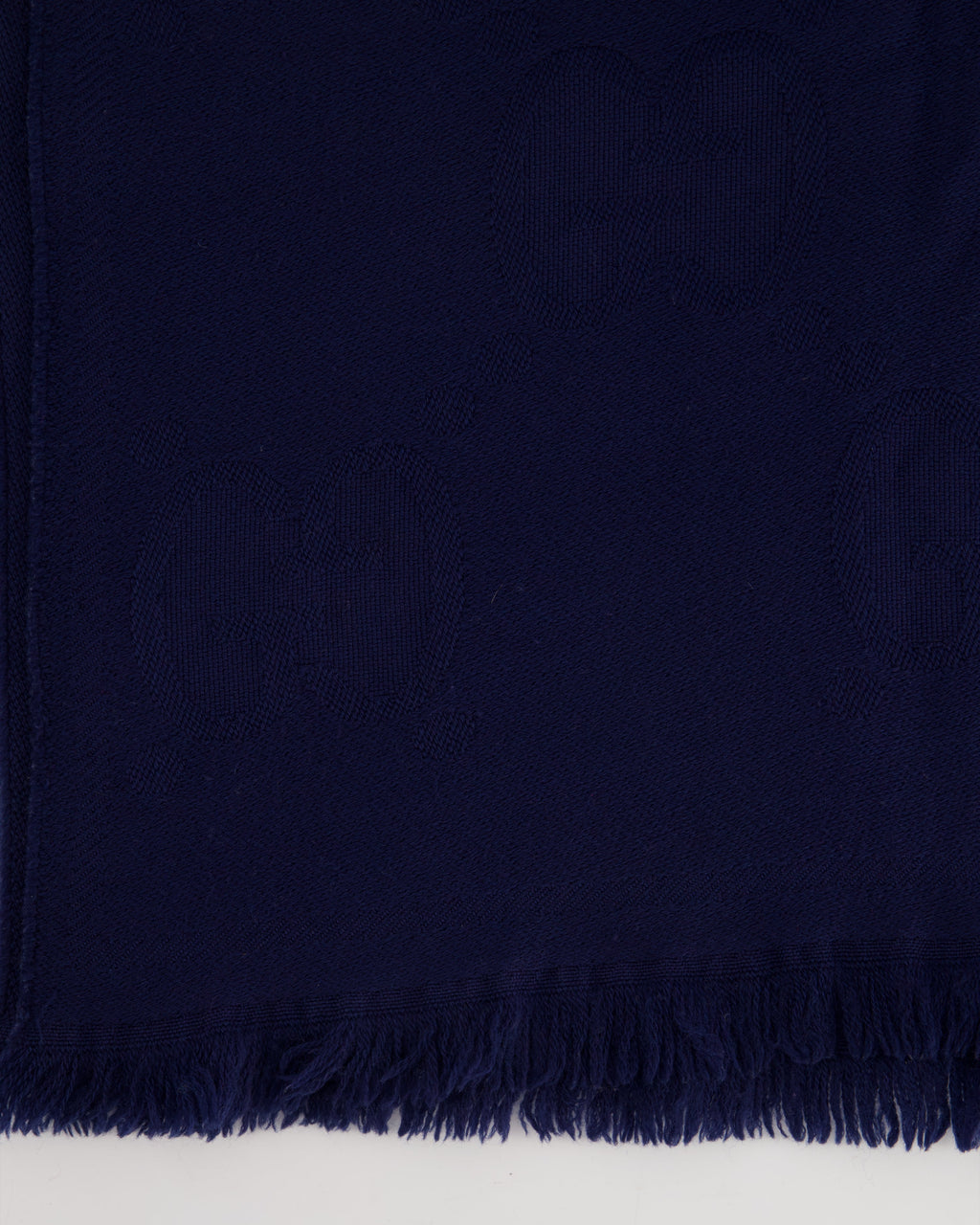 Gucci Navy Wool Monogram GG Printed Scarf