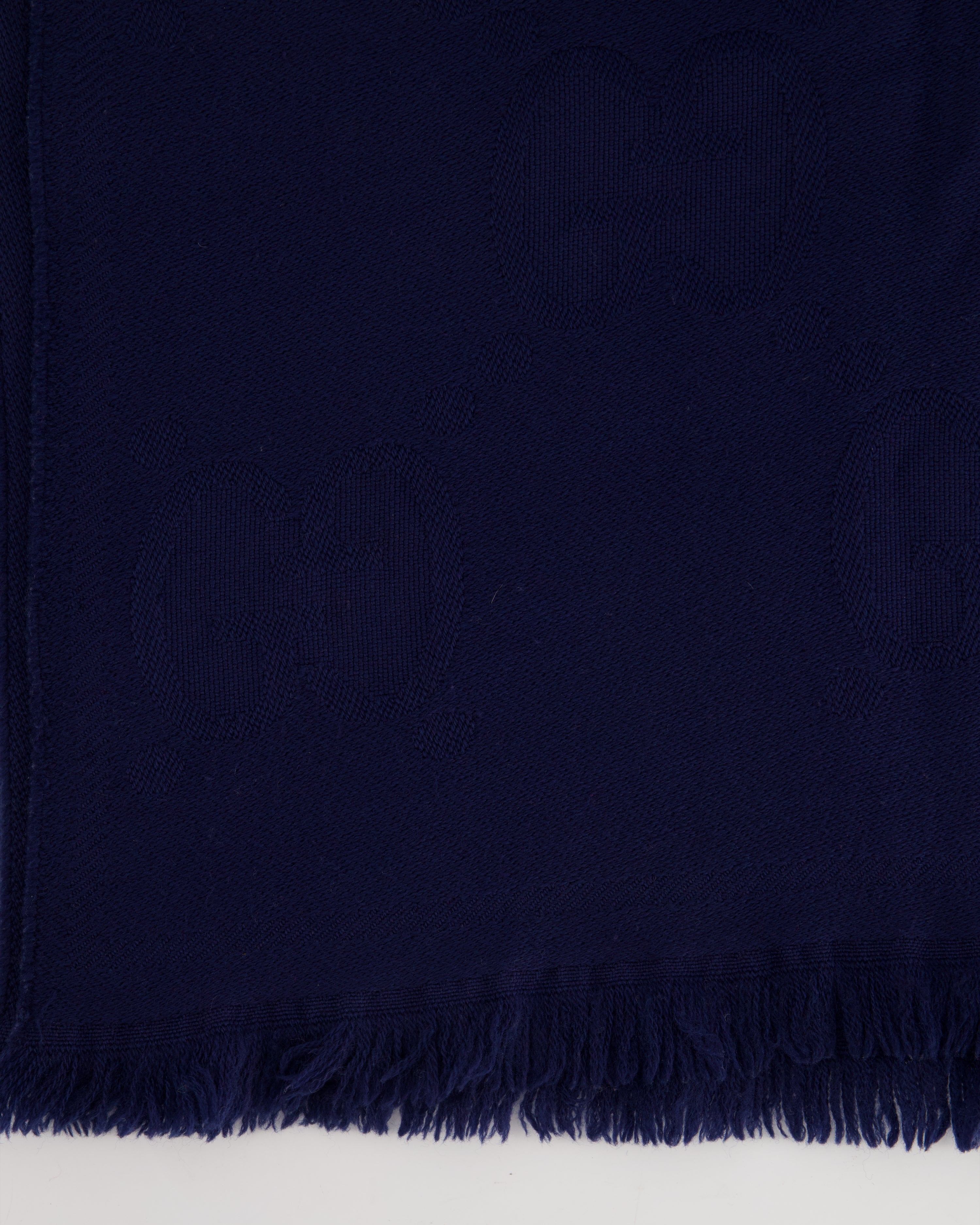 Gucci Navy Wool Monogram GG Printed Scarf